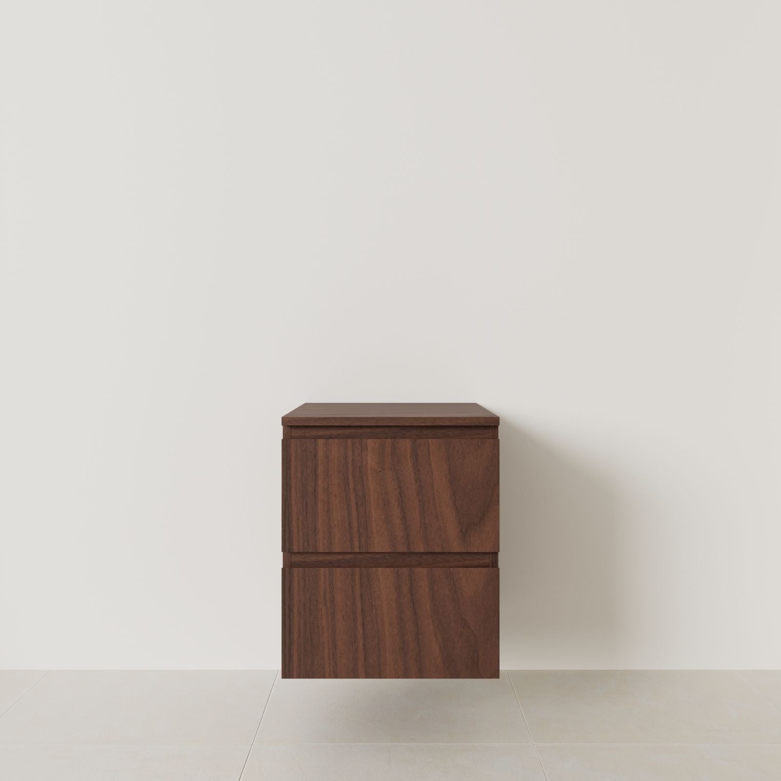 meuble salle de bain marco noyer 50 cm meuble seul suspendu poignées intégrées vue face.