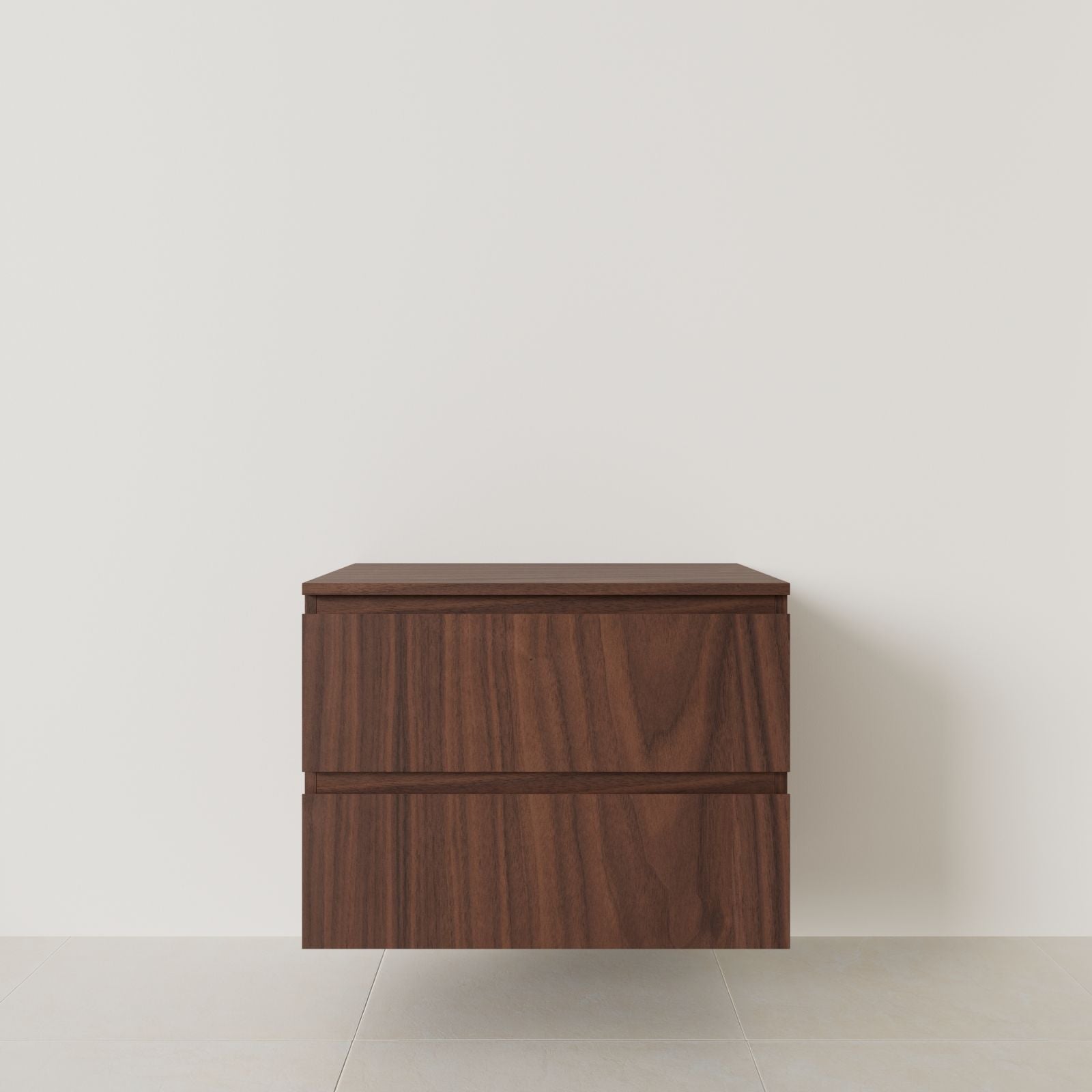 meuble salle de bain marco noyer 80 cm meuble seul suspendu poignées intégrées vue face.