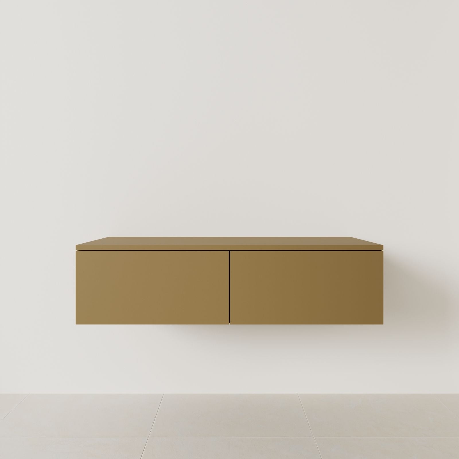 meuble salle de bain mino 120 cm double vasque suspendu ocre meuble seul vue face