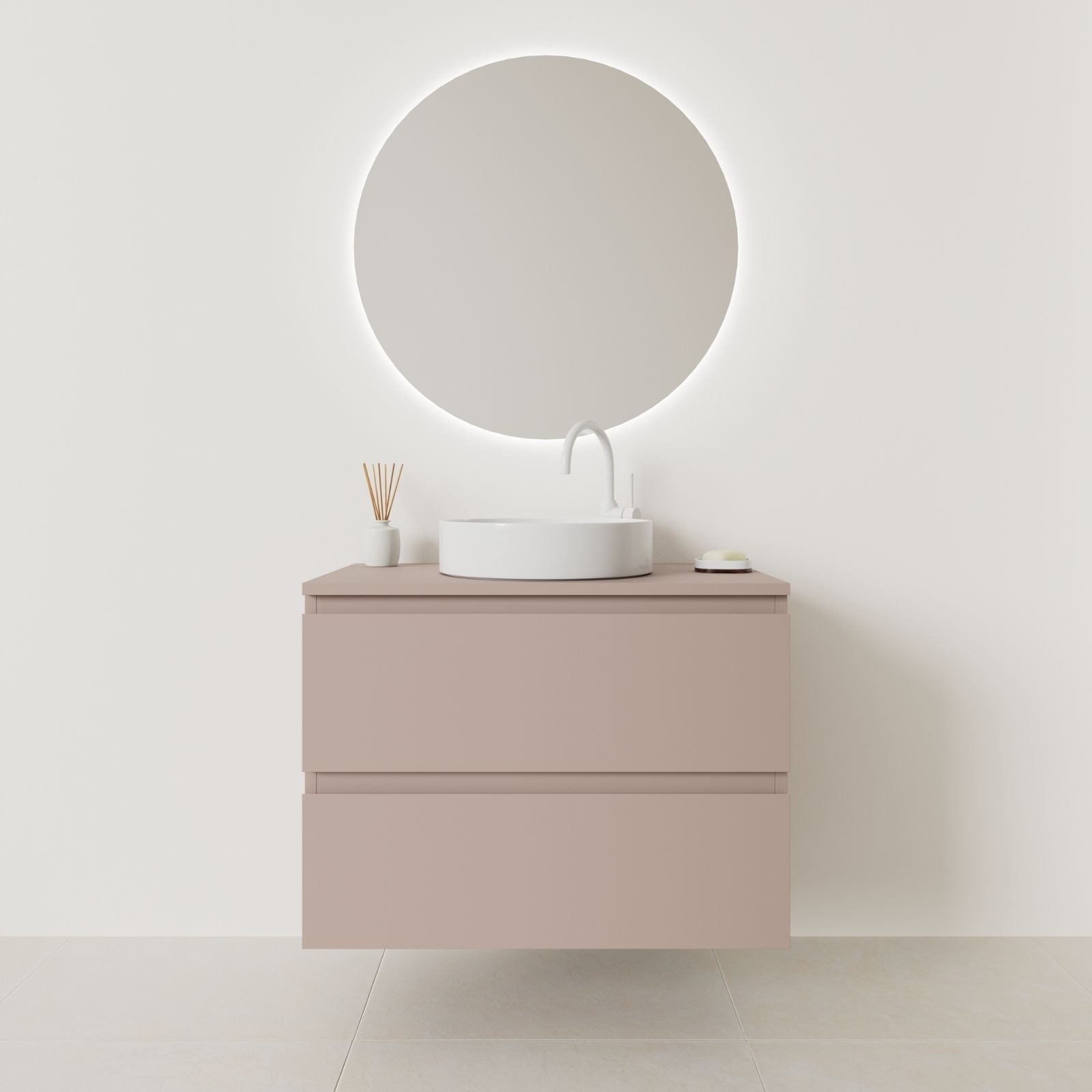 meuble salle de bain marco 80 cm parme façade prise de main vue face
