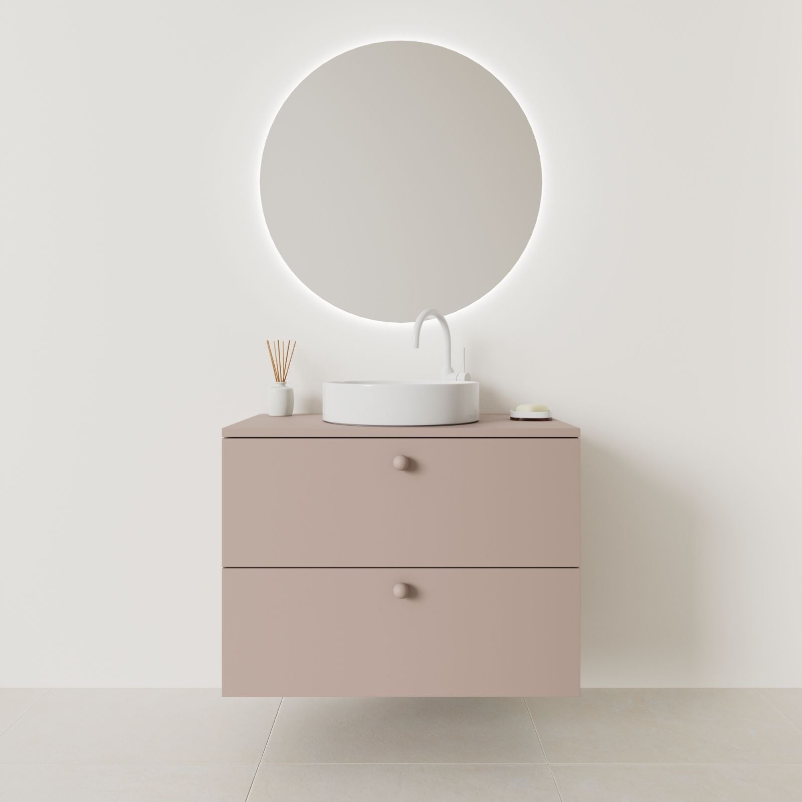 meuble salle de bain marco 80 cm parme façade lisse vue face