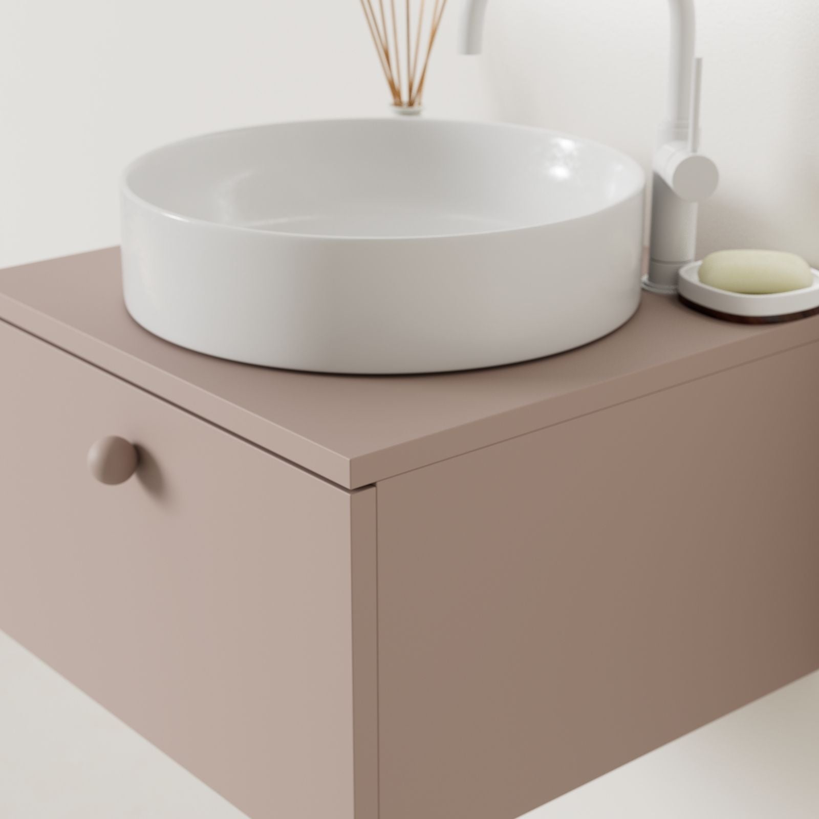 meuble salle de bain mino 50 cm parme avec vasque posé vue angle