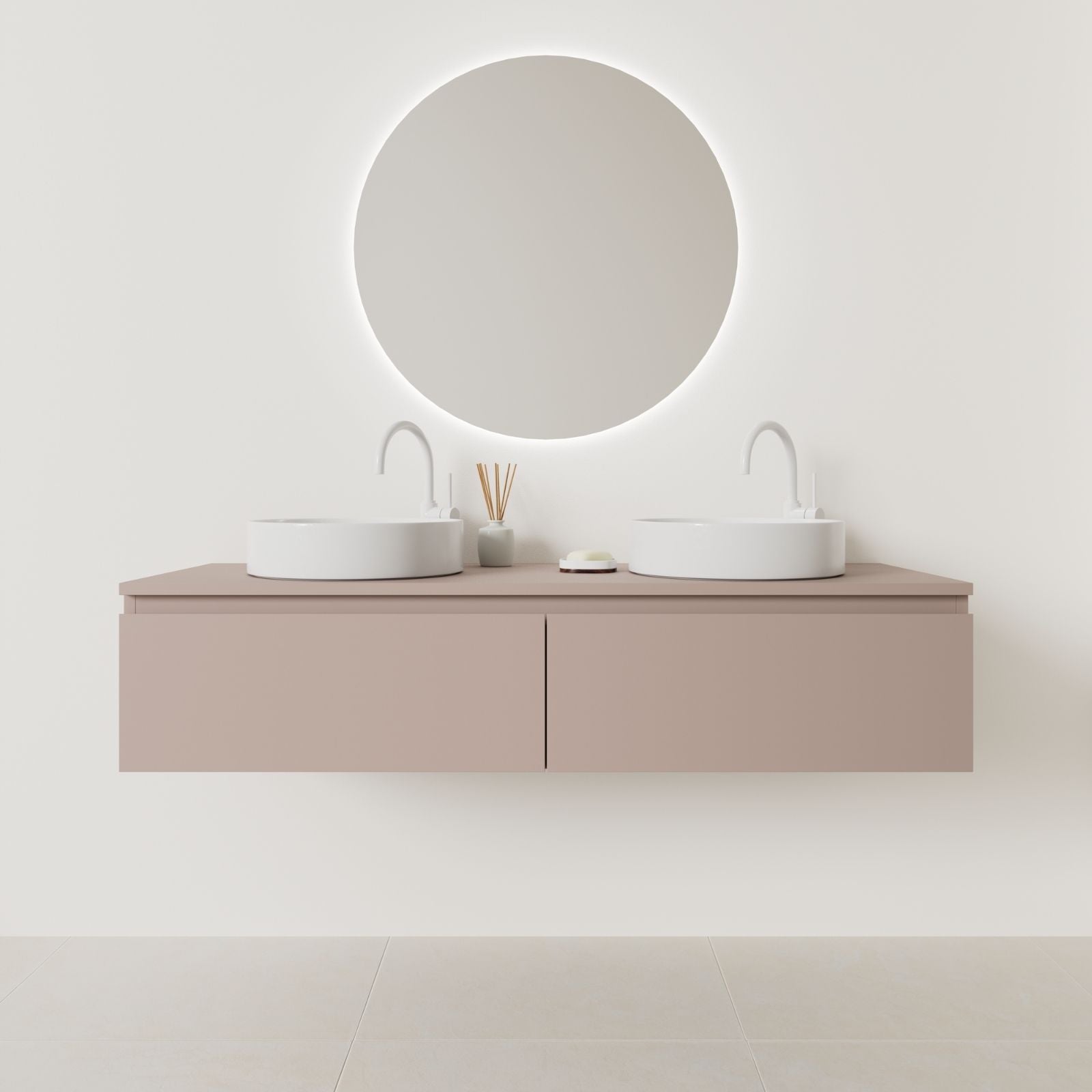 meuble salle de bain mino 140 cm double vasque suspendu parme prise de main vue face
