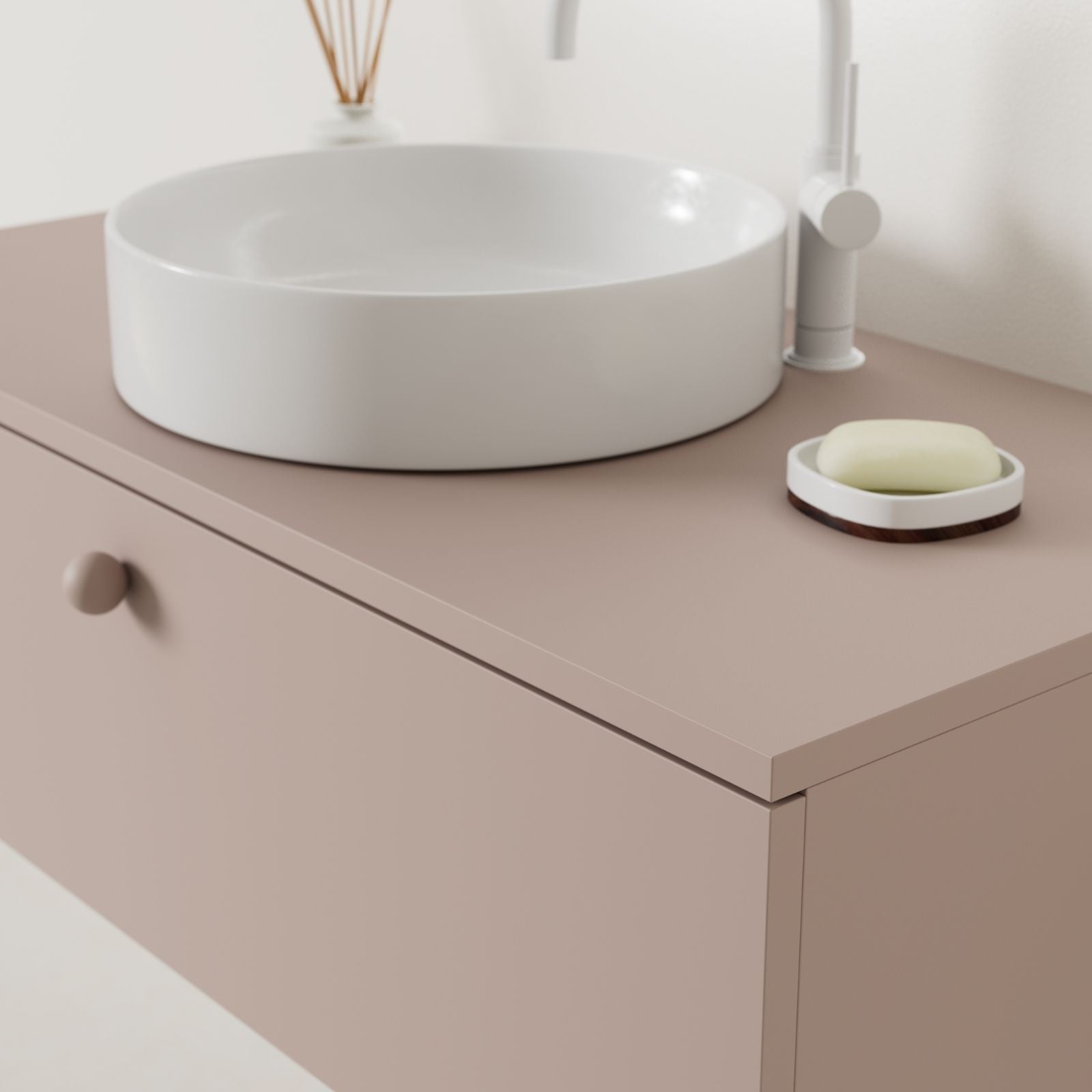 meuble salle de bain mino 100 cm parme avec vasque posé vue angle