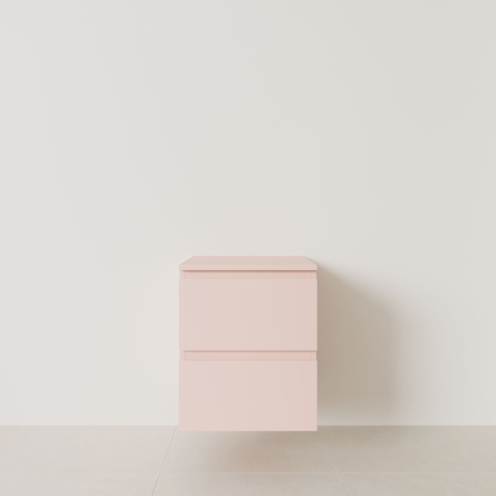 meuble salle de bain marco rose 50 cm meuble seul suspendu poignées intégrées vue face.