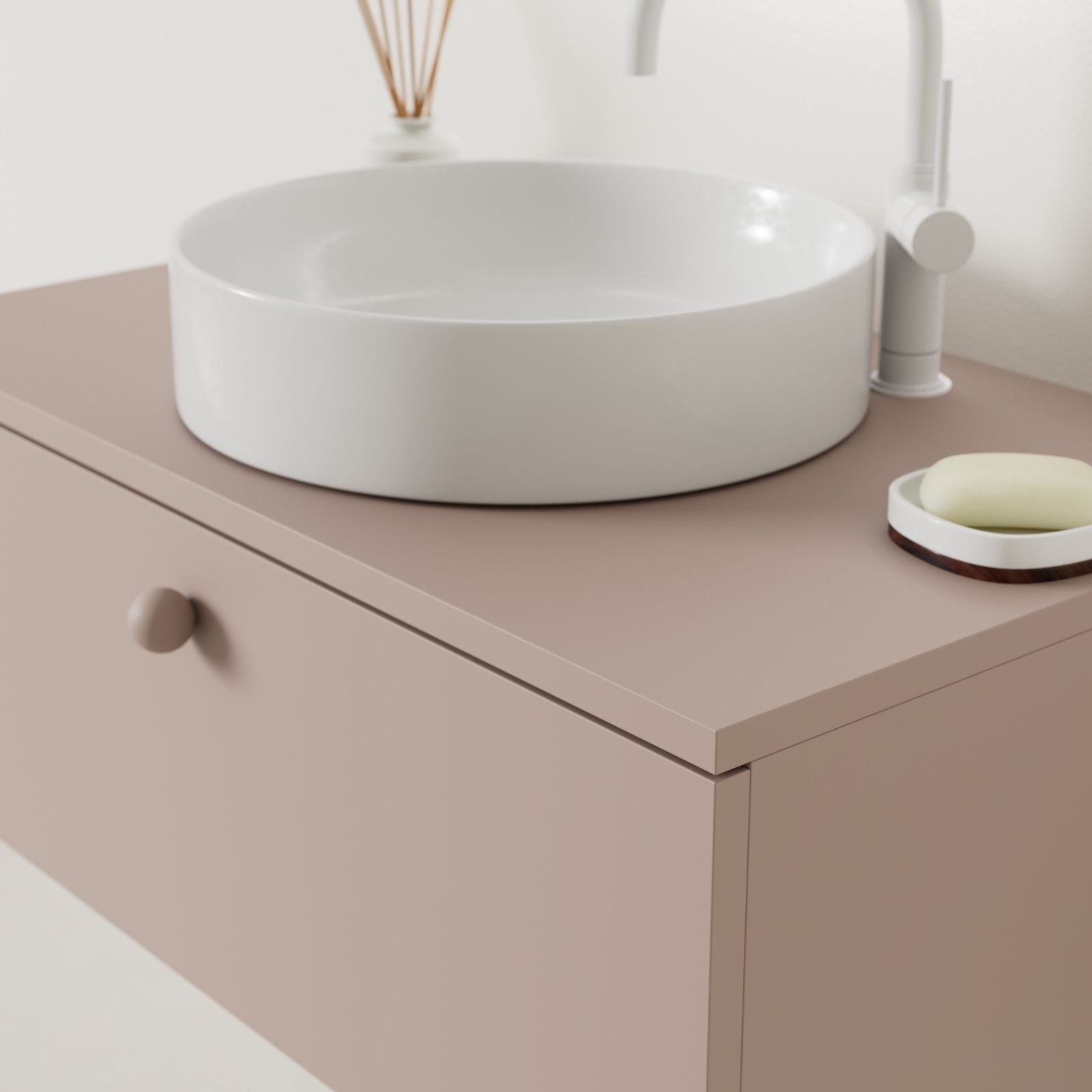 meuble salle de bain mino 80 cm parme avec vasque posé vue angle