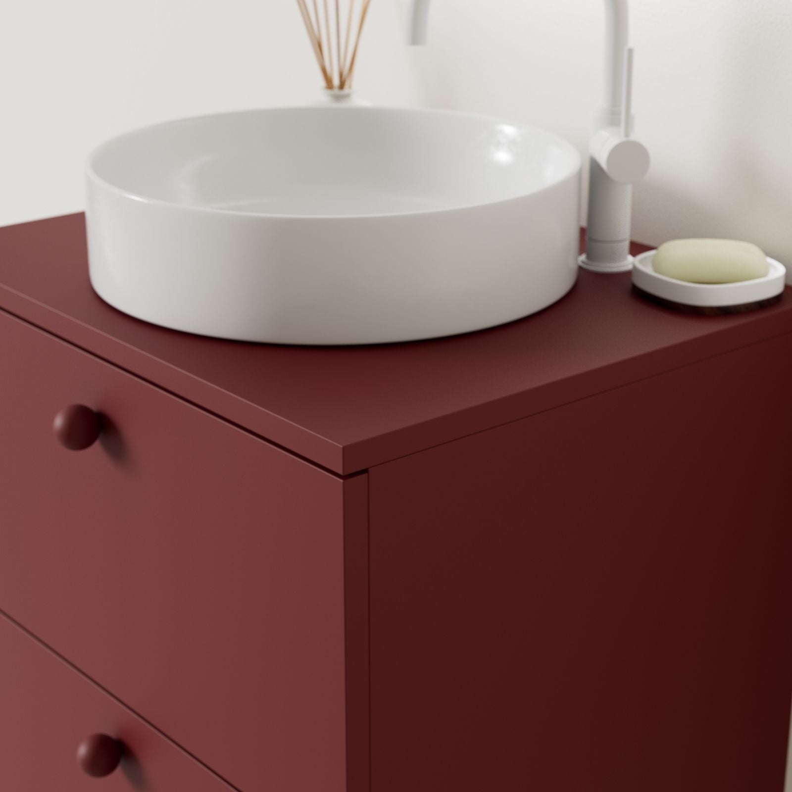 meuble salle de bain marco rubis 60 cm avec vasque posé vue angle