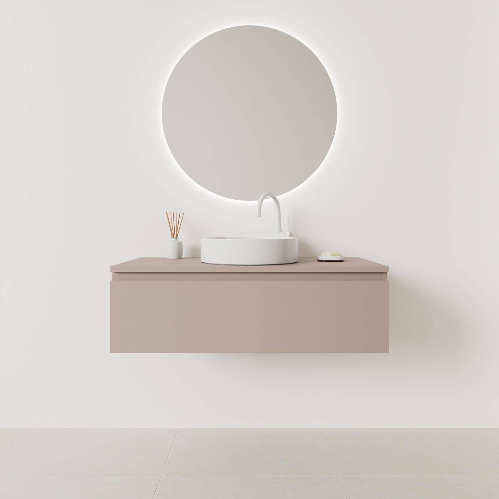 meuble salle de bain mino 100 cm parme suspendu  prise de main vue face