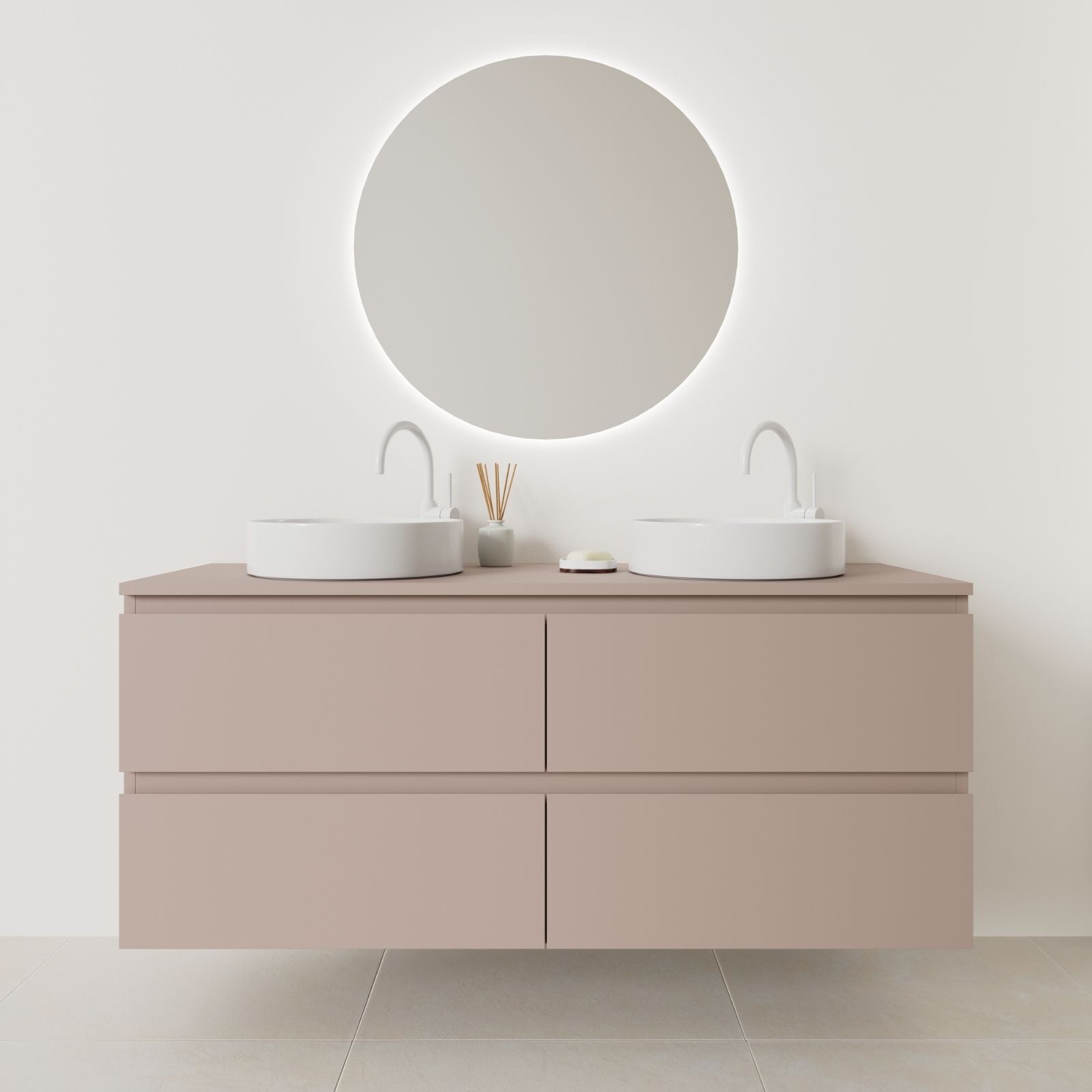 meuble salle de bain marco 140 cm double vasque suspendu parme prise de main vue face