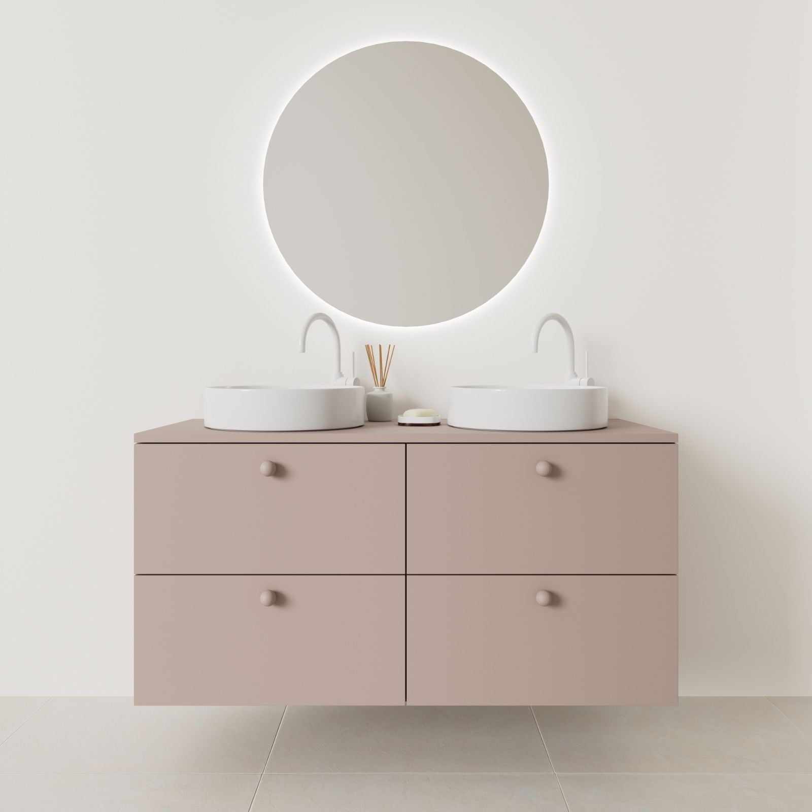 meuble salle de bain marco 120 cm double vasque suspendu parme façade lisse vue face