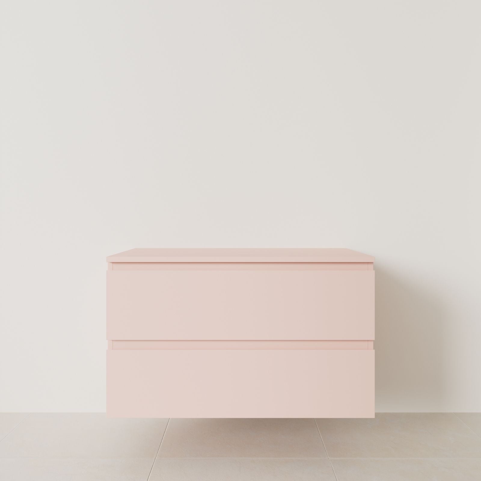 meuble salle de bain marco rose 100 cm meuble seul suspendu poignées intégrées vue face.