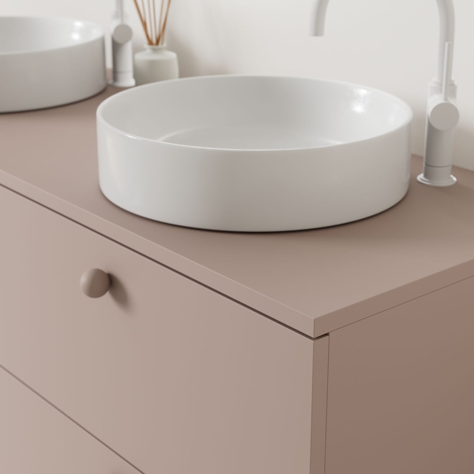 meuble salle de bain marco 140 cm parme double vasque à poser vue angle