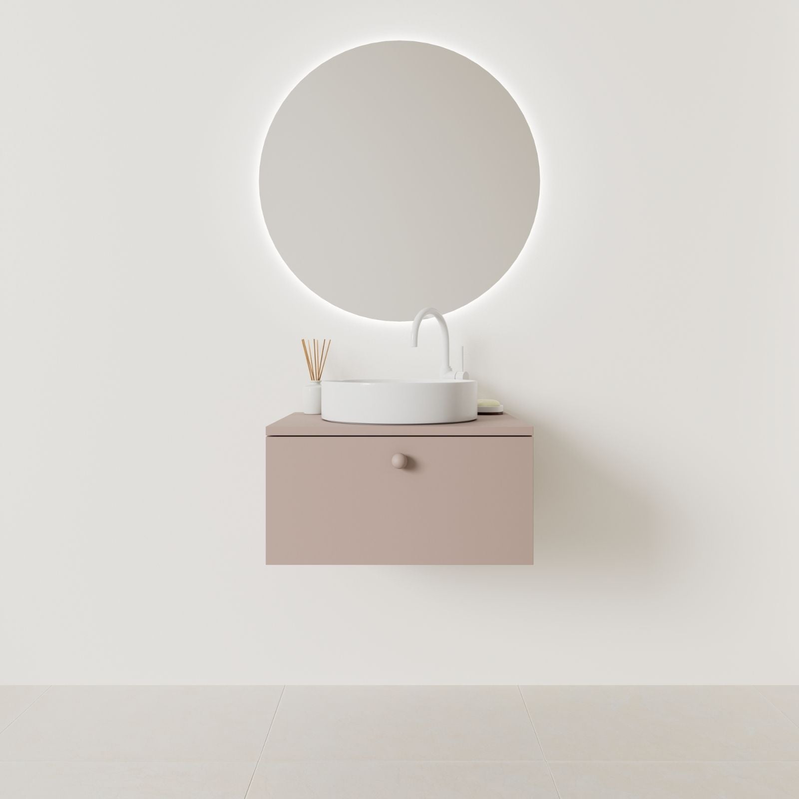 meuble salle de bain mino 60 cm parme façade lisse vue face