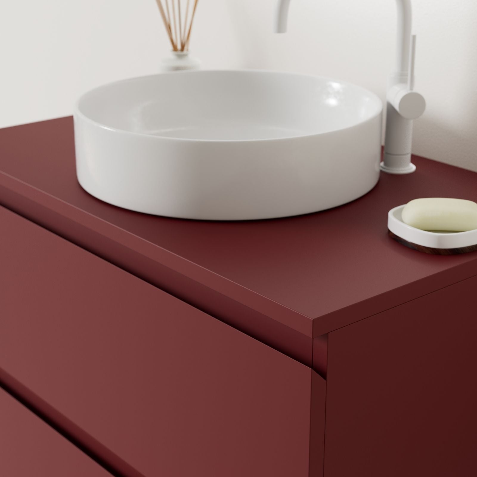 meuble salle de bain marco rubis 80 cm façade prise de main vue angle
