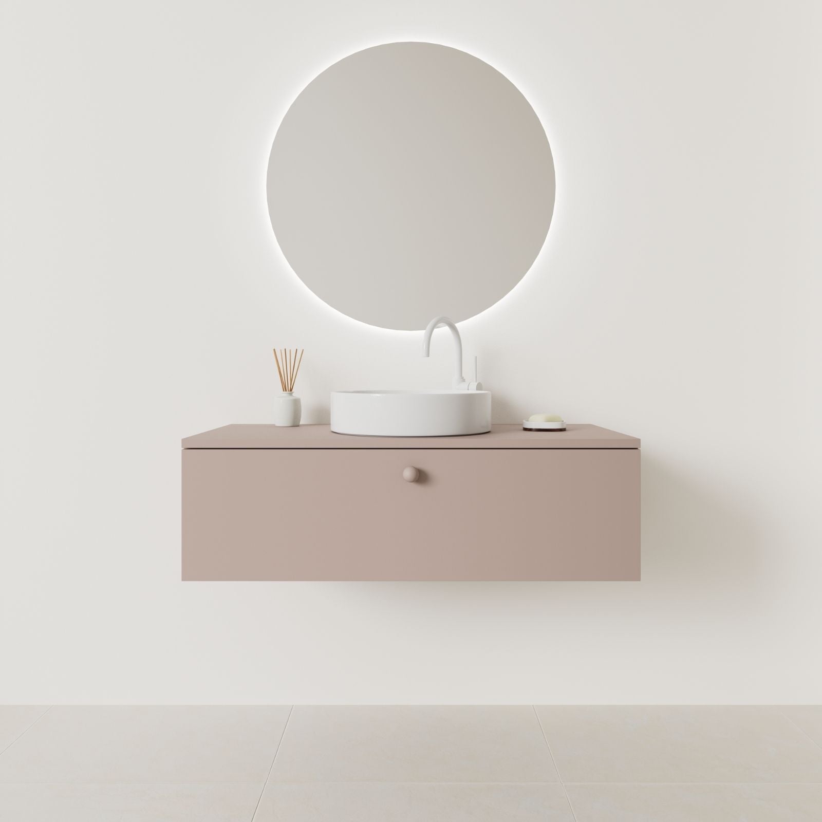 meuble salle de bain mino 100 cm parme façade lisse vue face
