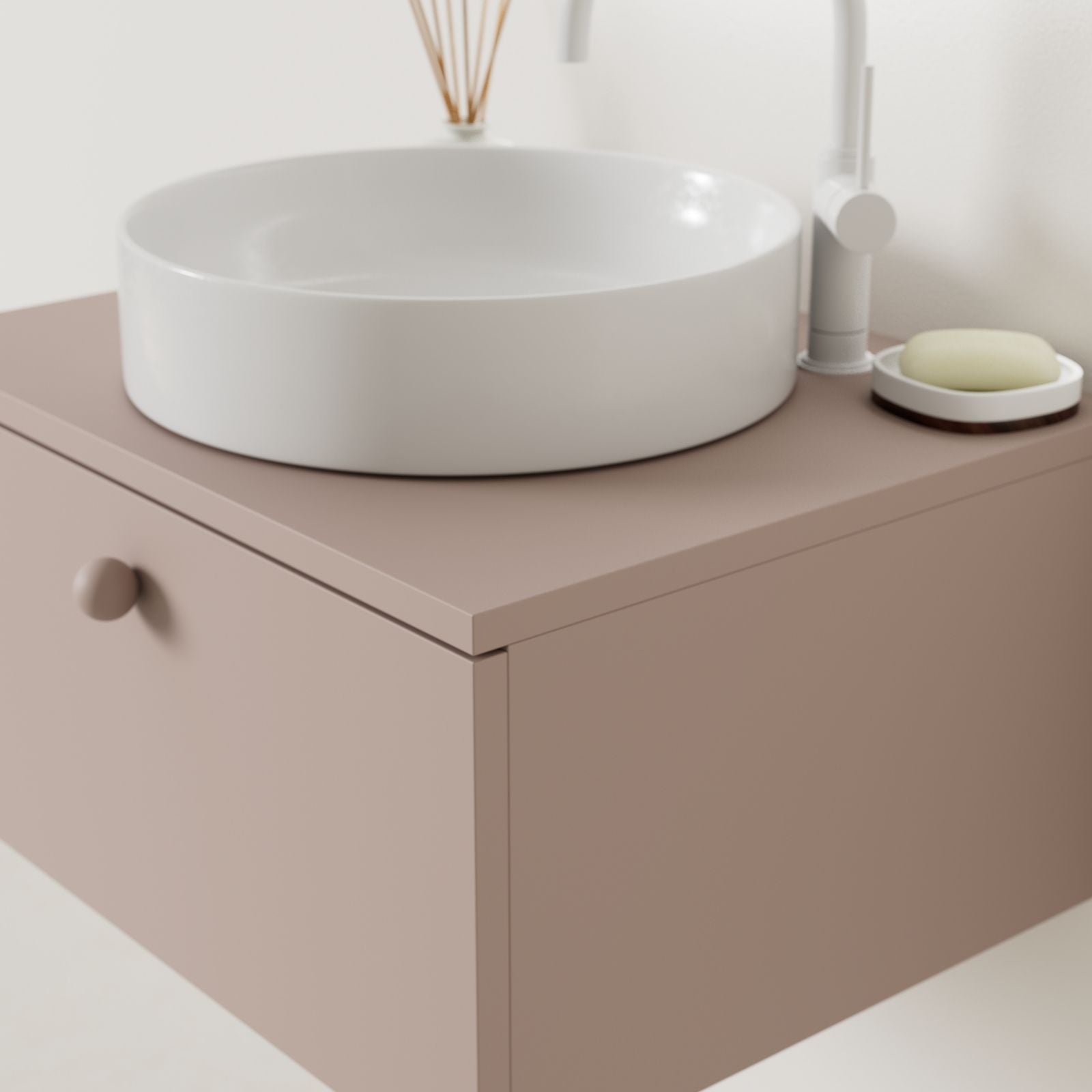 meuble salle de bain mino 60 cm parme avec vasque posé vue angle