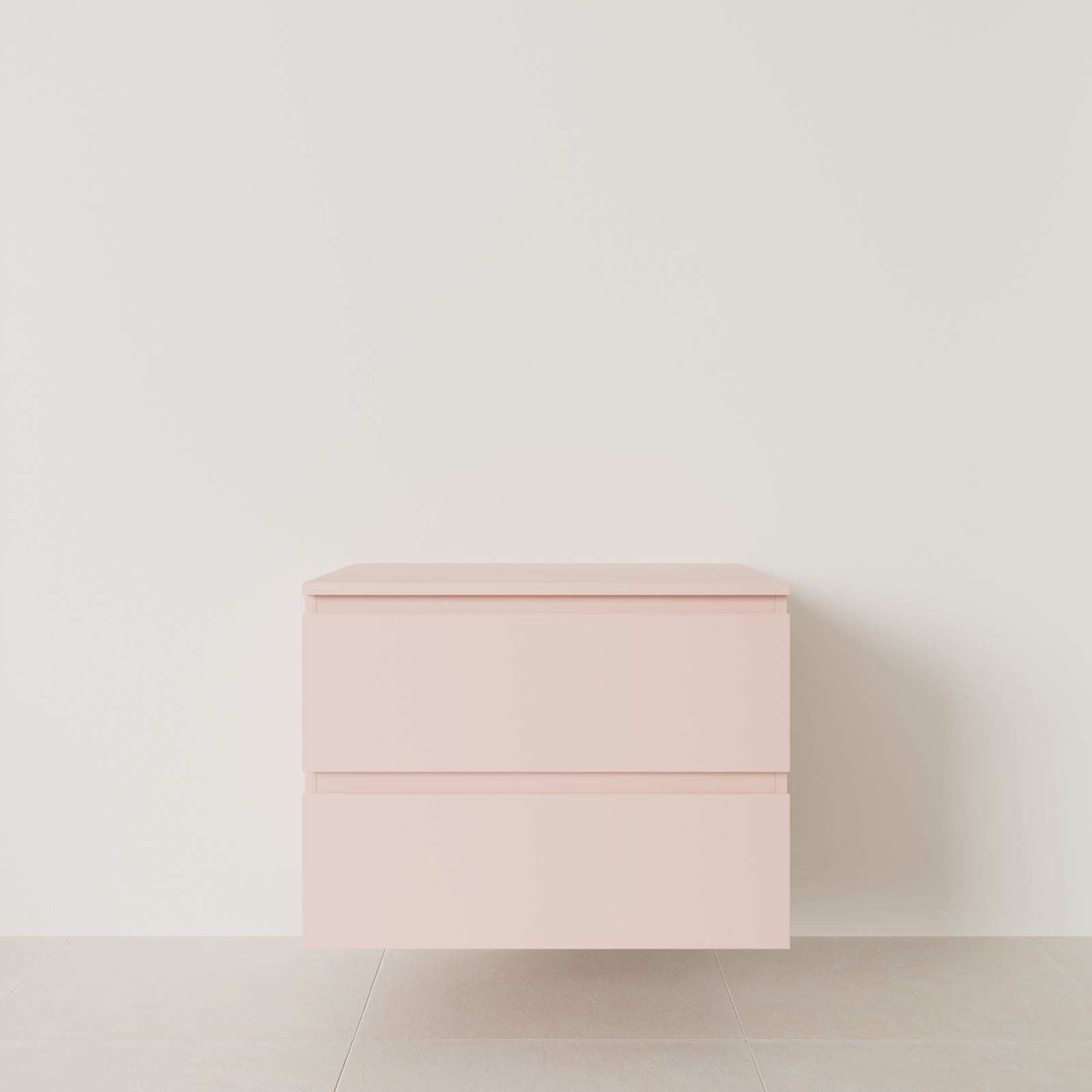 meuble salle de bain marco rose 80 cm meuble seul suspendu poignées intégrées vue face.