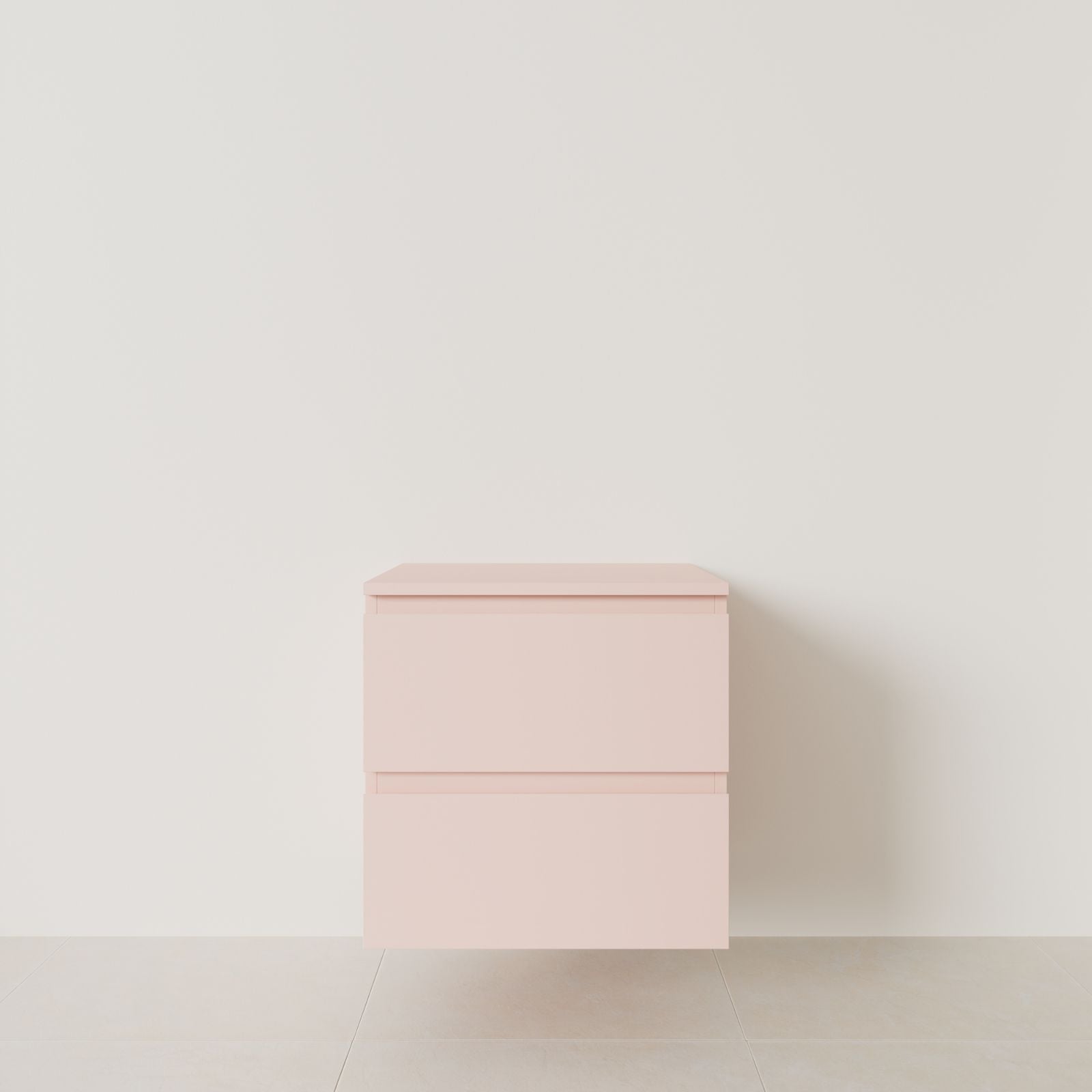 meuble salle de bain marco rose 60 cm meuble seul suspendu poignées intégrées vue face