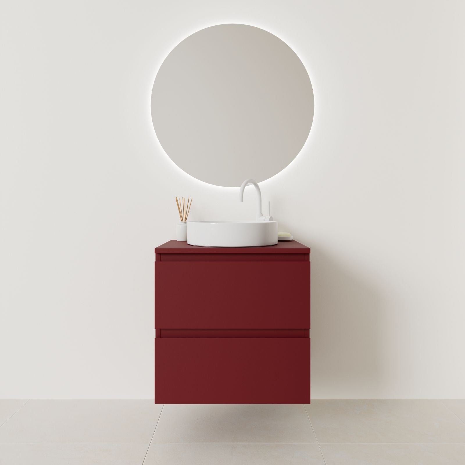 meuble salle de bain marco 60 cm rubis façade prise de main vue face