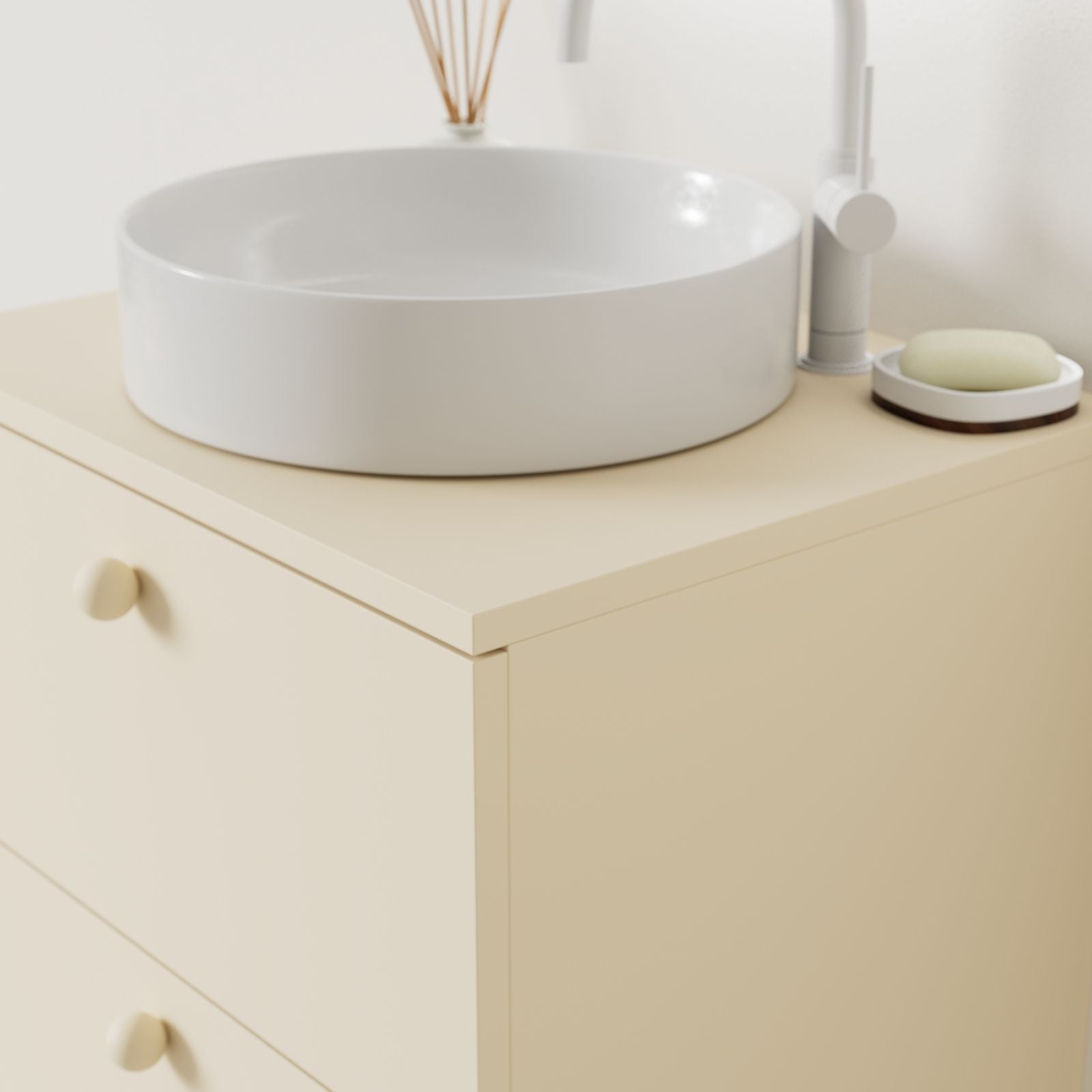 meuble salle de bain marco sable 60 cm avec vasque posé vue angle