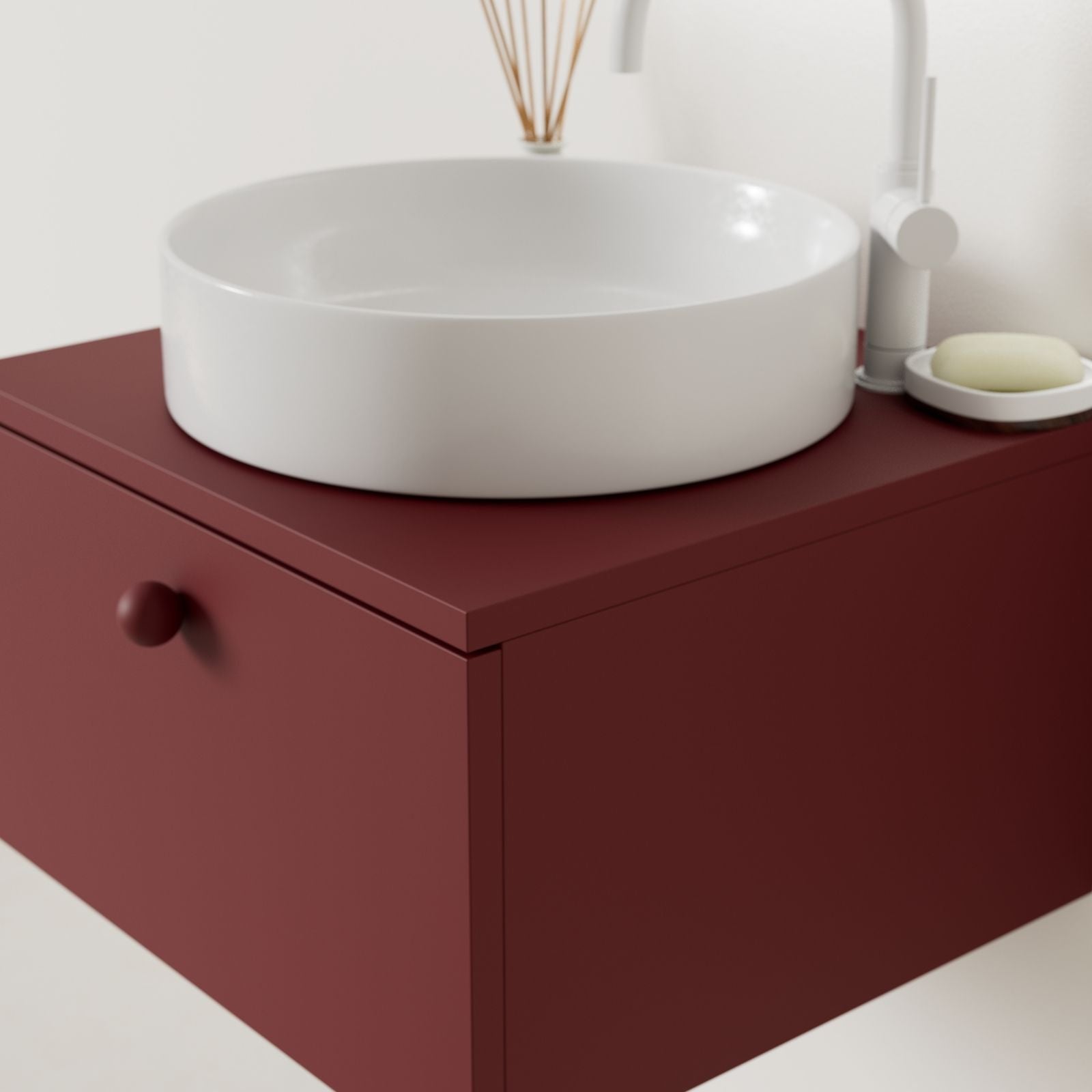 meuble salle de bain mino 50 cm rubis avec vasque posé vue angle