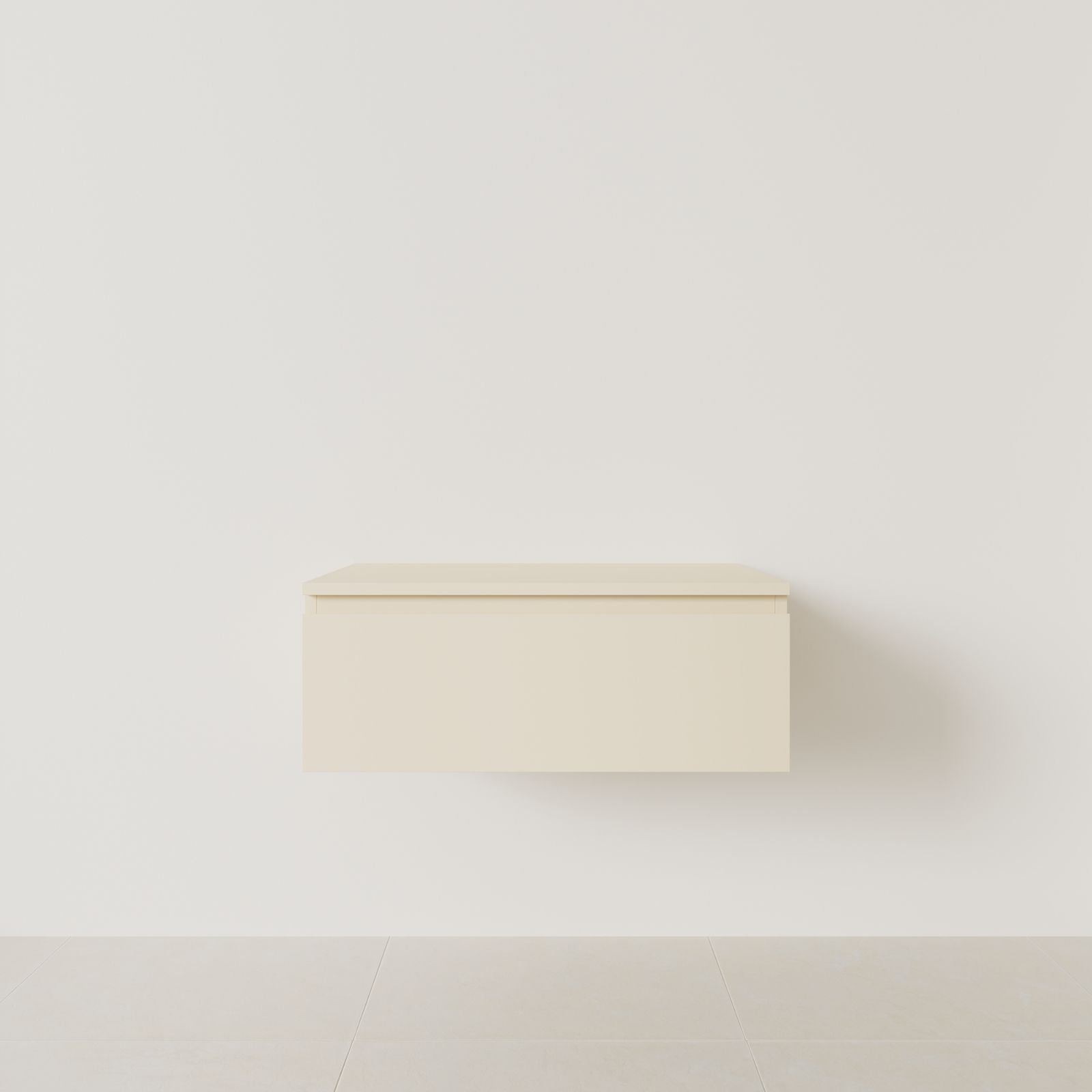 meuble salle de bain mino 80 cm sable meuble seul suspendu poignées intégrées vue face.