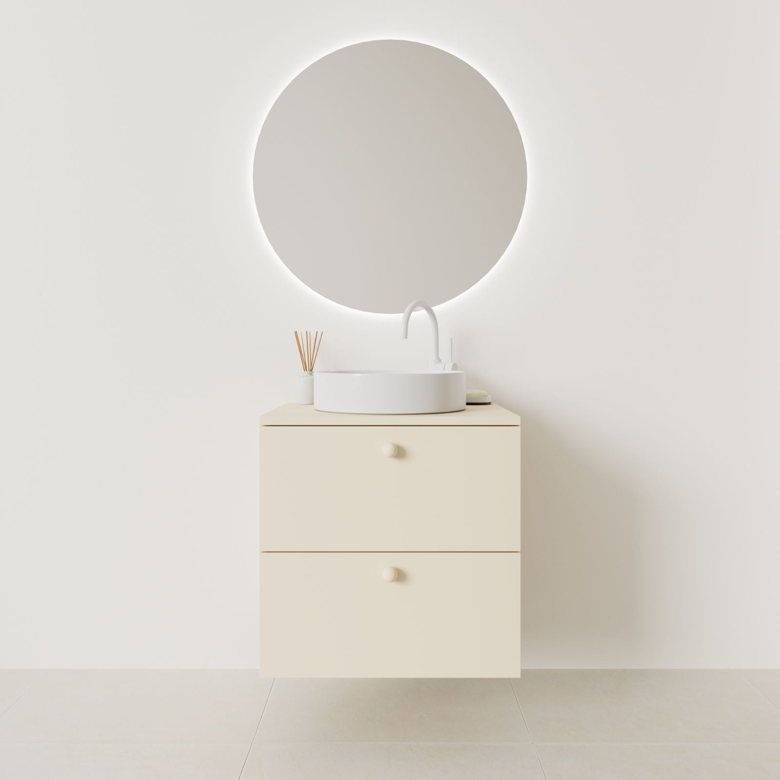 meuble salle de bain marco 60 cm sable façade lisse vue face
