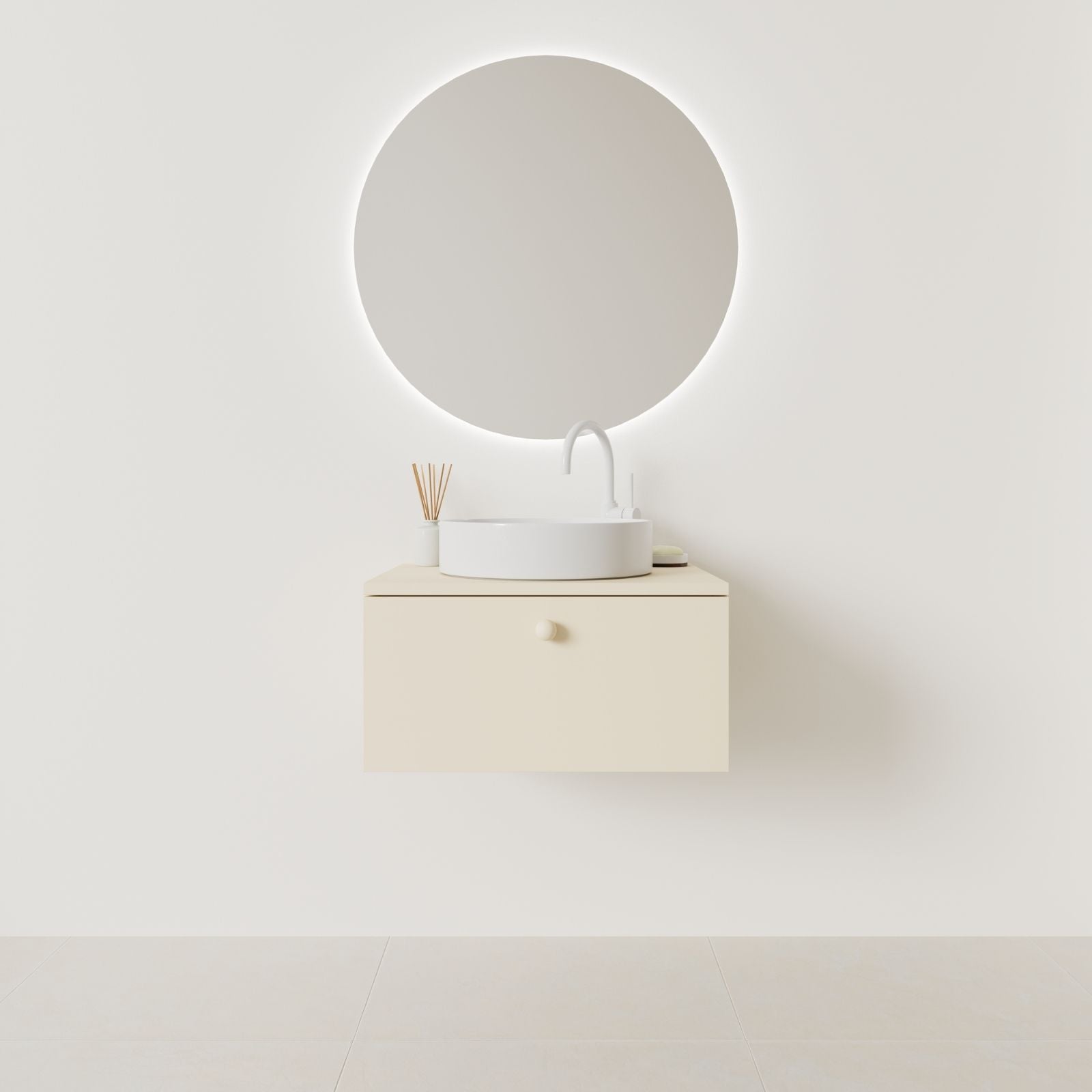 meuble salle de bain mino 60 cm sable façade lisse vue face