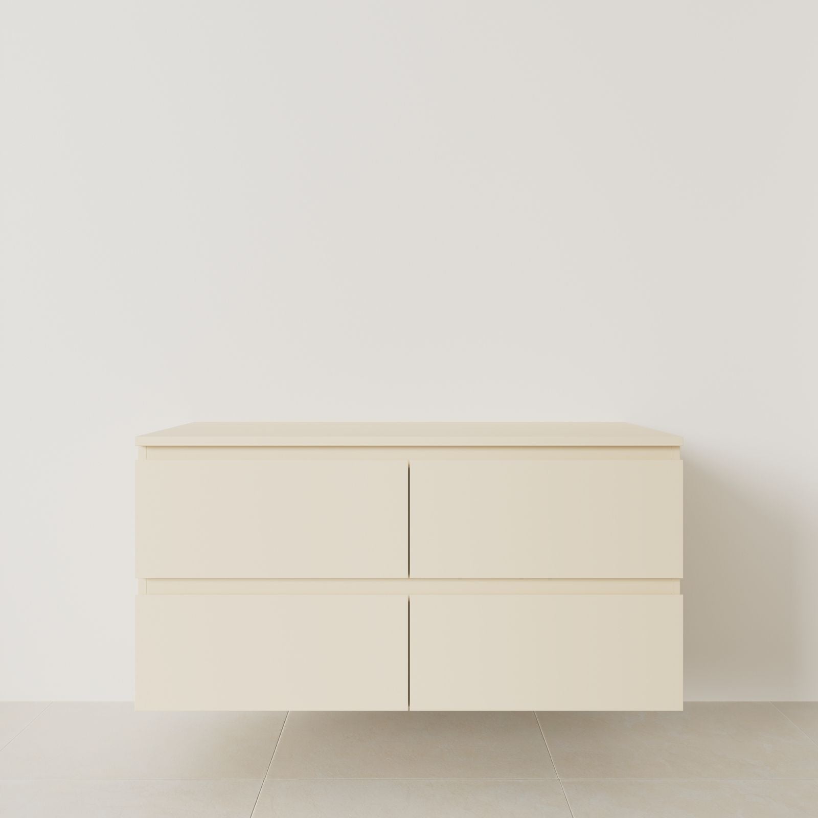 meuble salle de bain marco 120 cm double vasque suspendu sable poignées intégrées vue face.