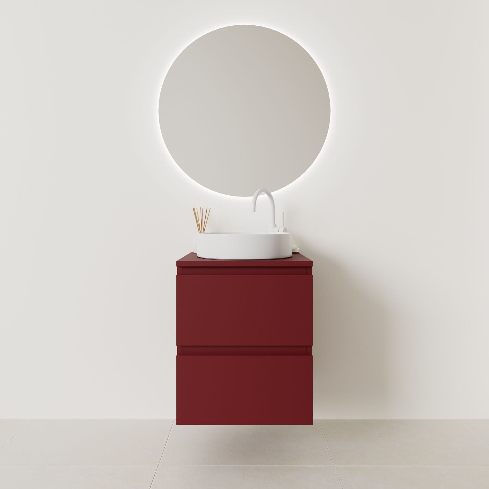 meuble salle de bain marco 50 cm rubis façade prise de main vue face