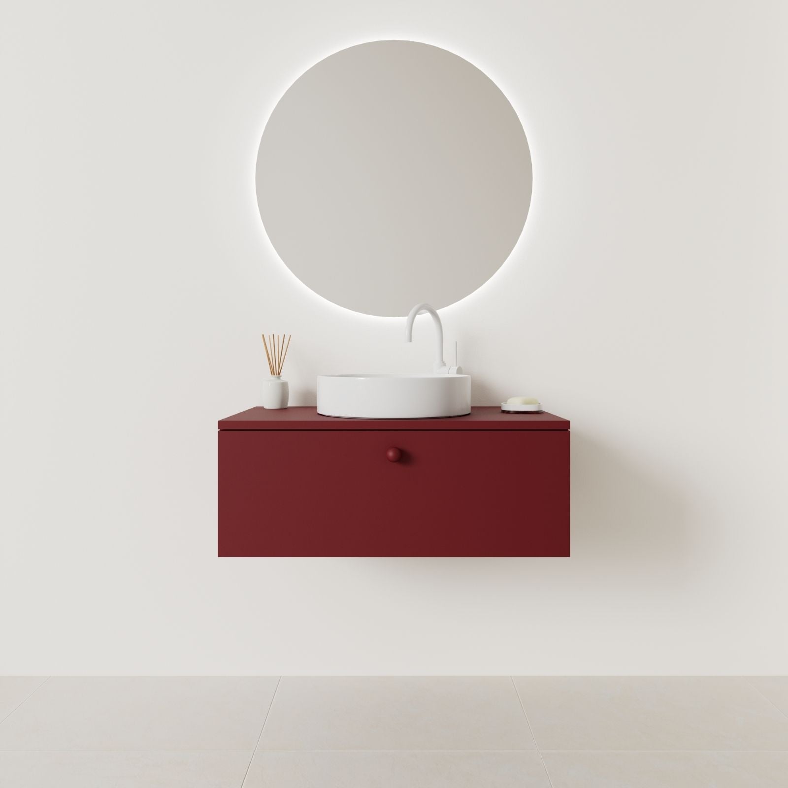 meuble salle de bain mino 80 cm rubis façade lisse vue face
