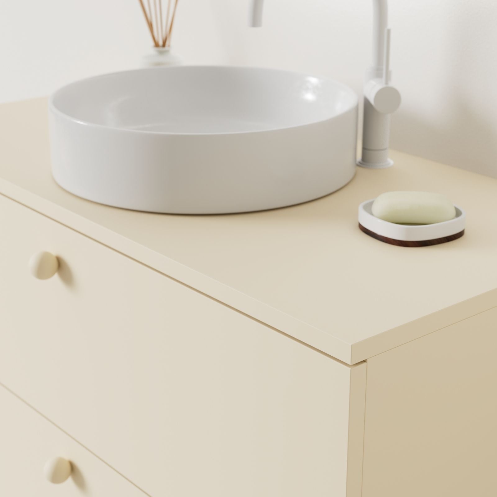 meuble salle de bain marco sable 100 cm avec vasque posé vue angle