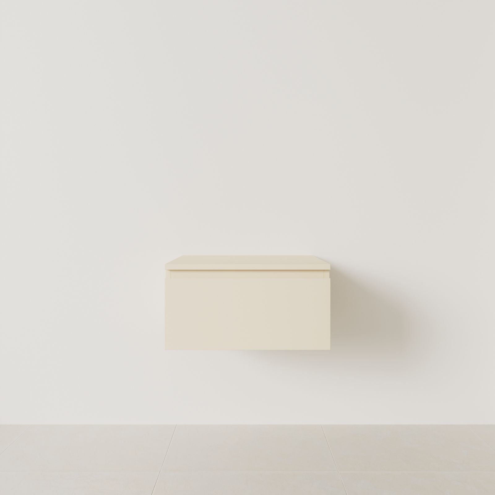 meuble salle de bain mino 60 cm sable meuble seul suspendu poignées intégrées vue face.