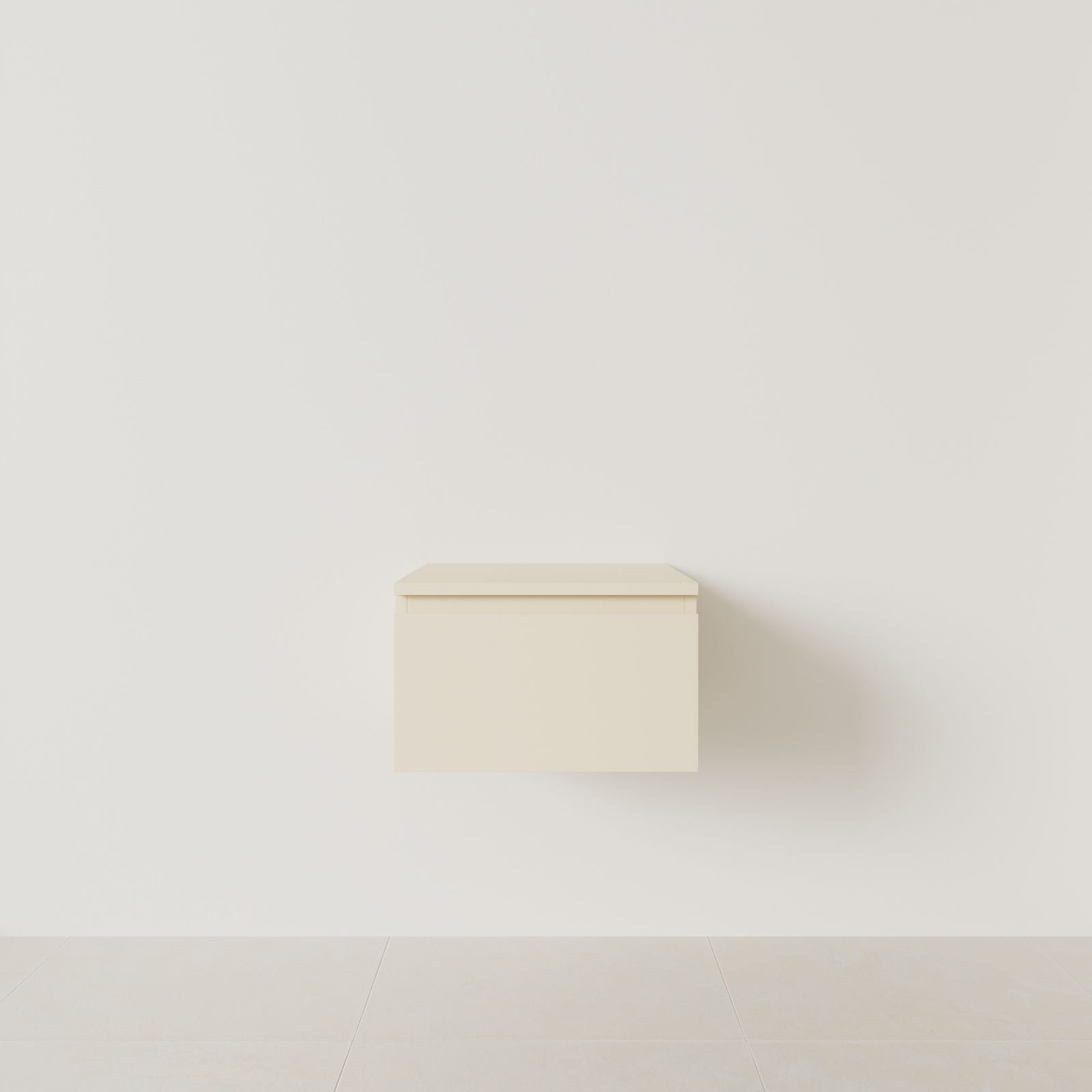 meuble salle de bain mino 50 cm sable meuble seul suspendu poignées intégrées vue face.