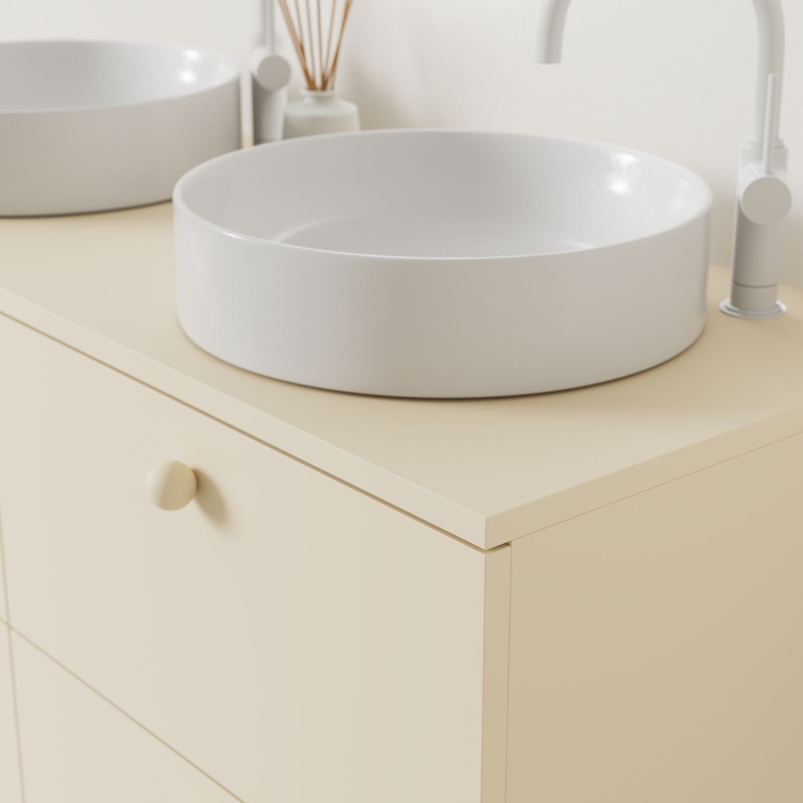 meuble salle de bain marco 120 cm sable double vasque à poser vue angle