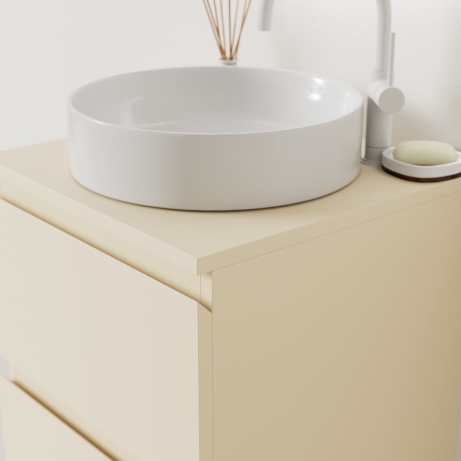 meuble salle de bain marco sable 50 cm façade prise de main vue angle