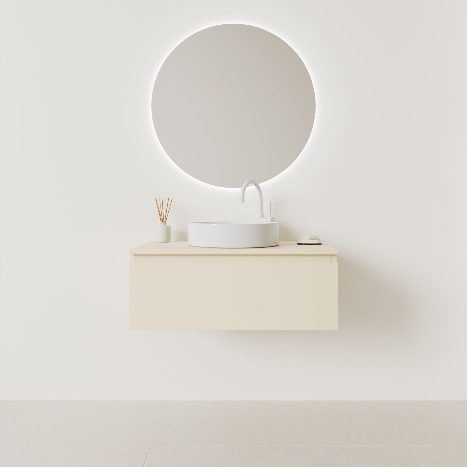 meuble salle de bain mino 80 cm sable façade prise de main vue face
