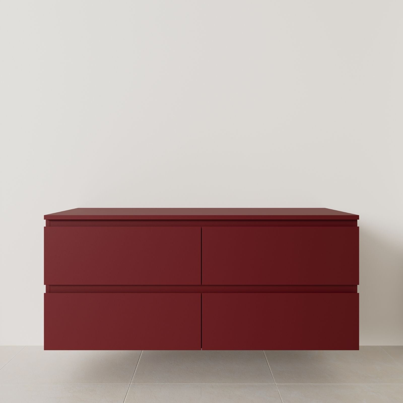 meuble salle de bain marco 140 cm double vasque suspendu rubis poignées intégrées vue face.
