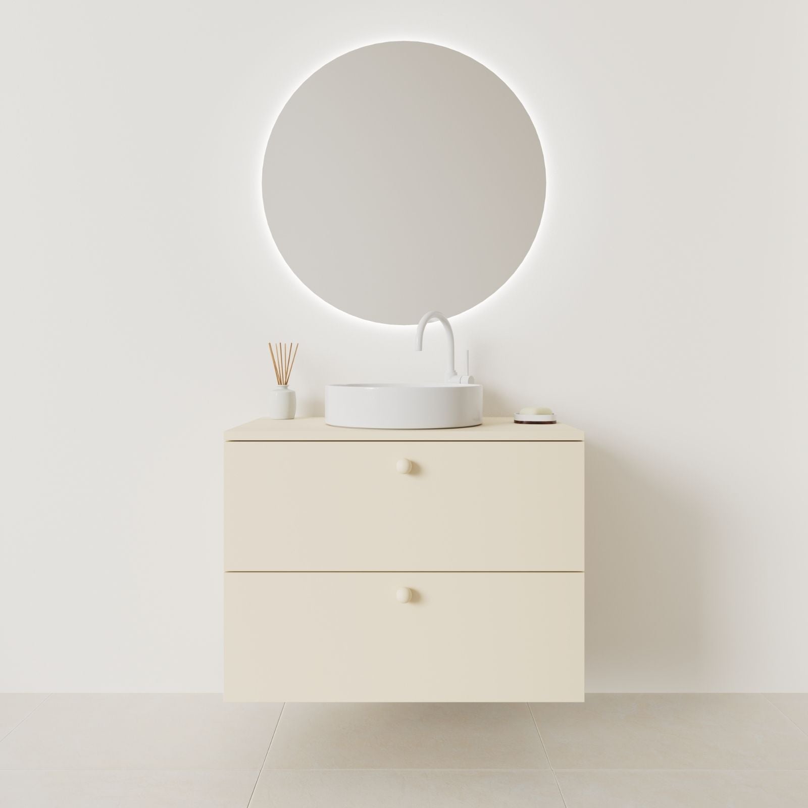 meuble salle de bain marco 80 cm sable façade lisse vue face