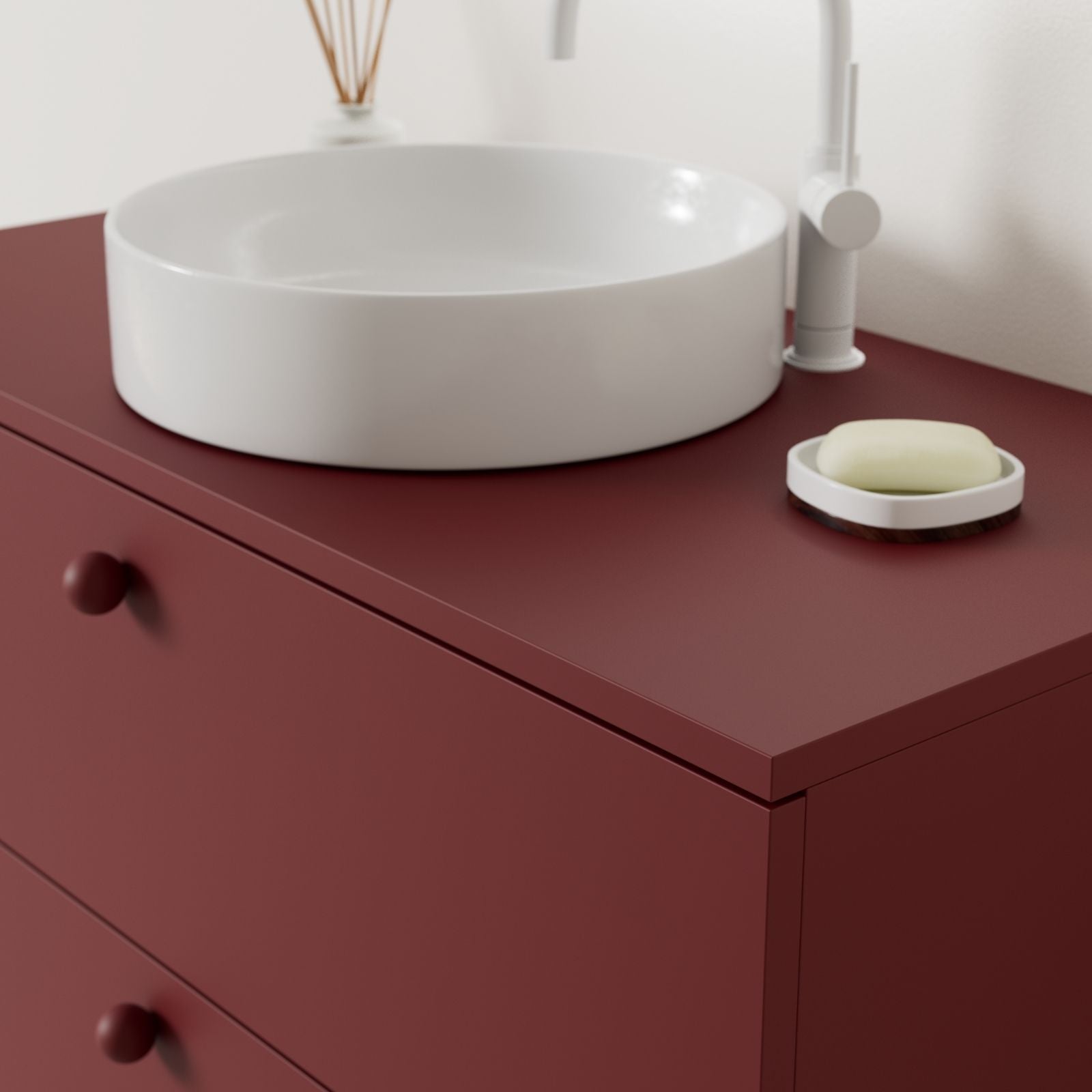 meuble salle de bain marco rubis 100 cm avec vasque posé vue angle
