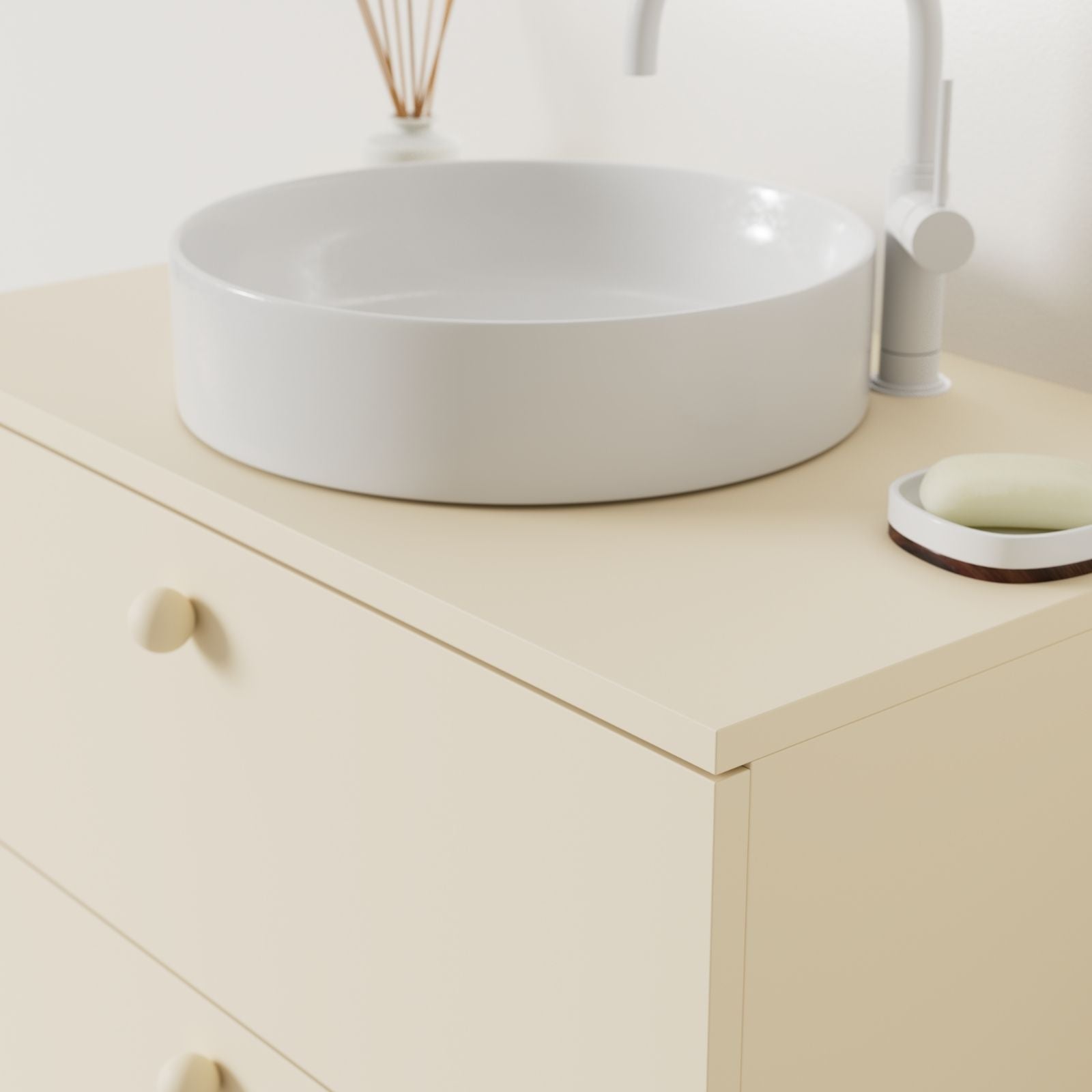 meuble salle de bain marco sable 80 cm avec vasque posé vue angle