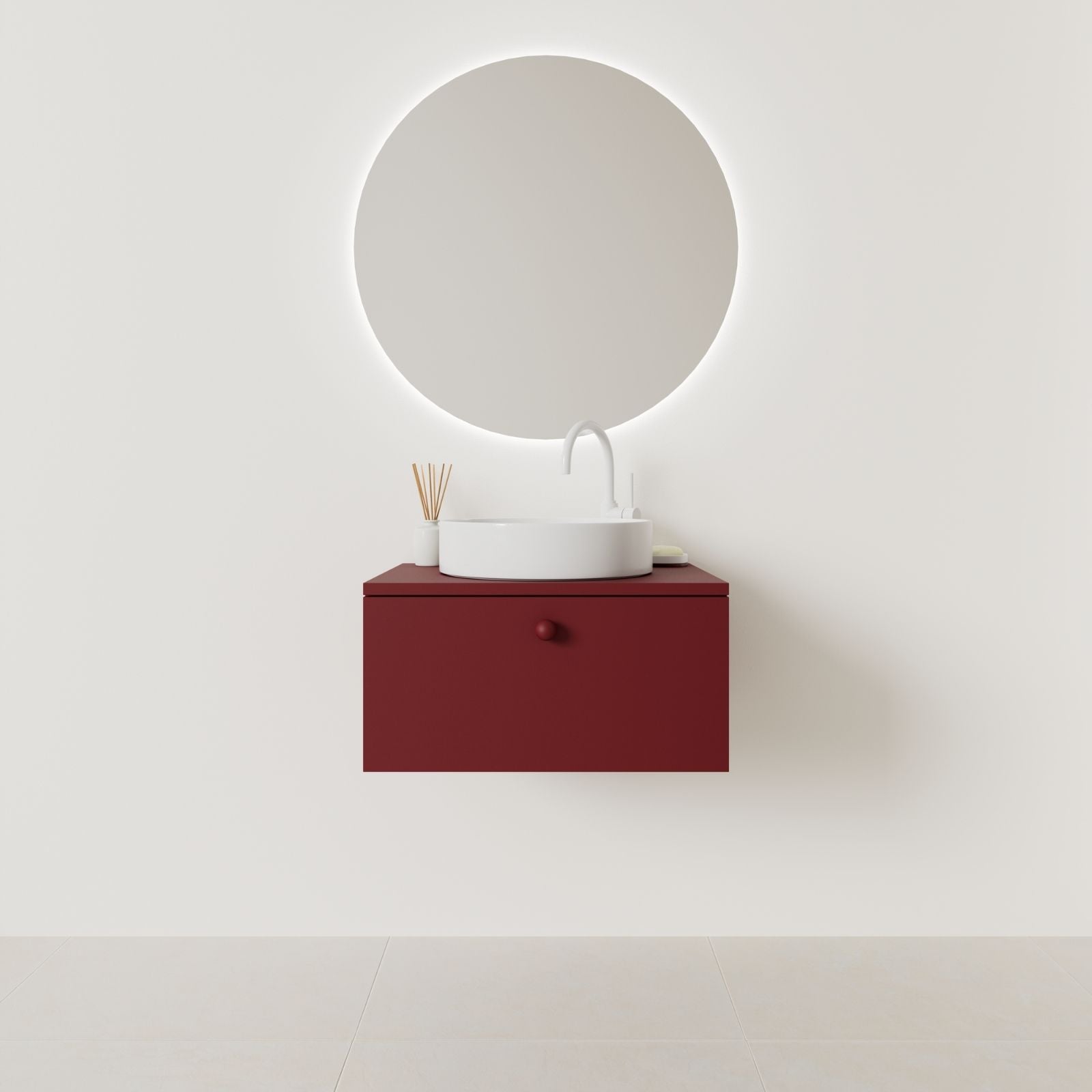 meuble salle de bain mino 60 cm rubis façade lisse vue face