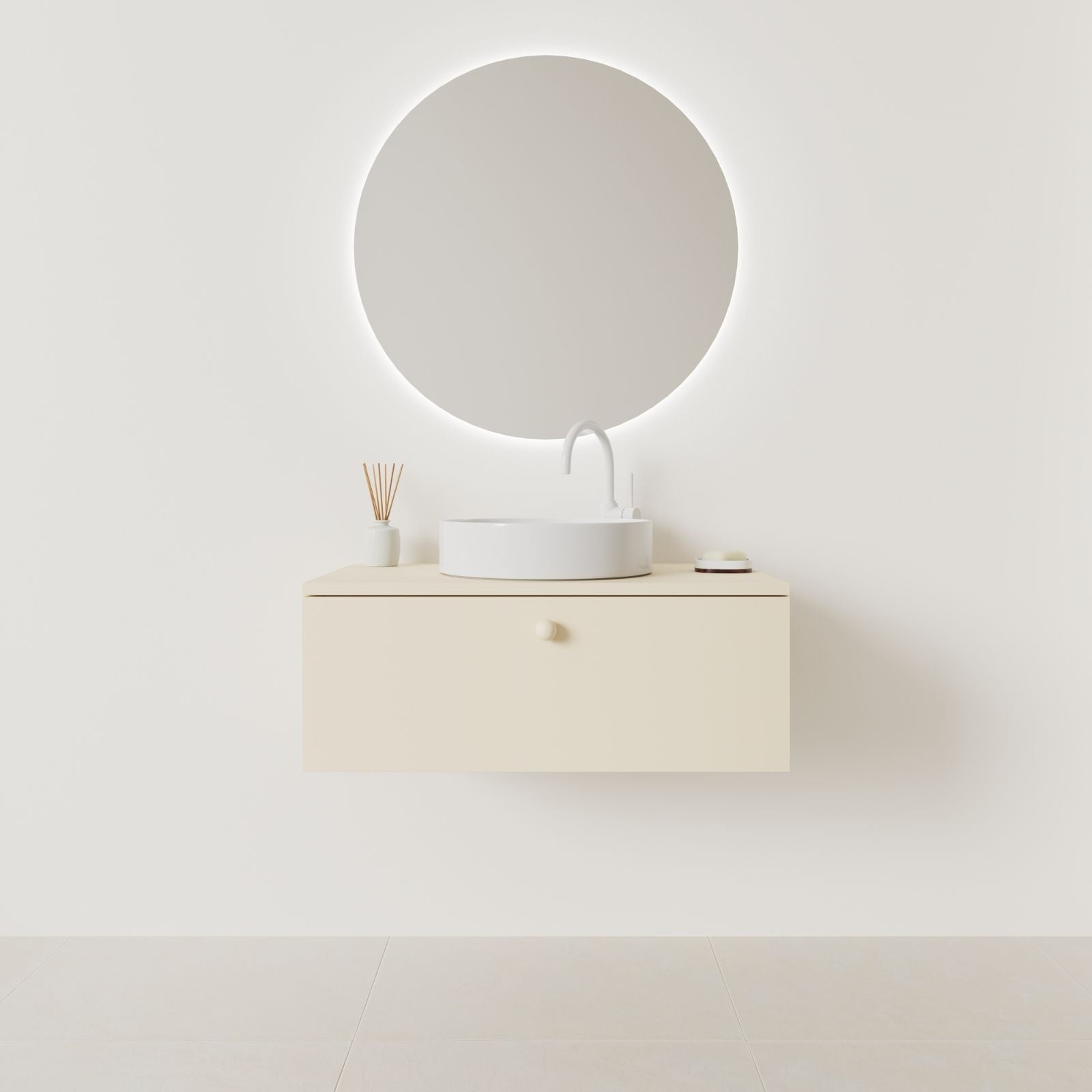 meuble salle de bain mino 80 cm sable façade lisse vue face