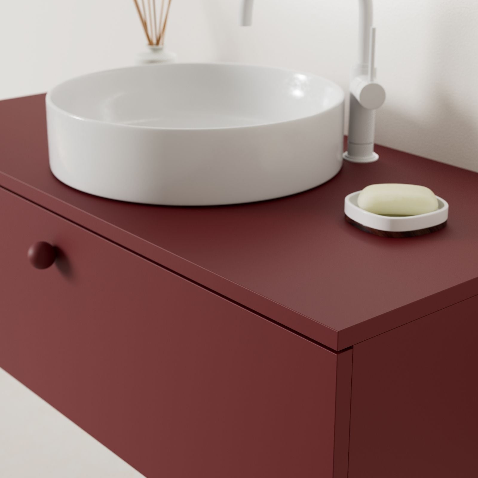 meuble salle de bain mino 100 cm rubis avec vasque posé vue angle