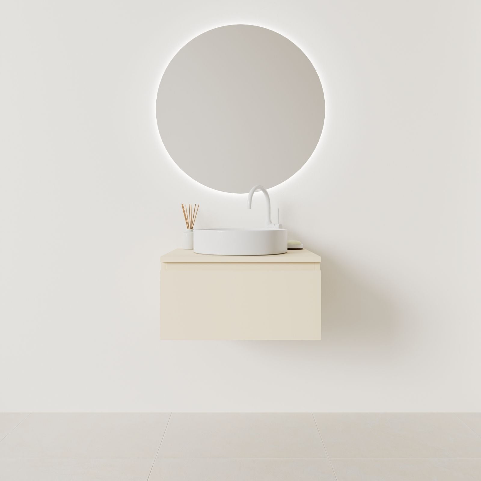 meuble salle de bain mino 60 cm sable façade prise de main vue face