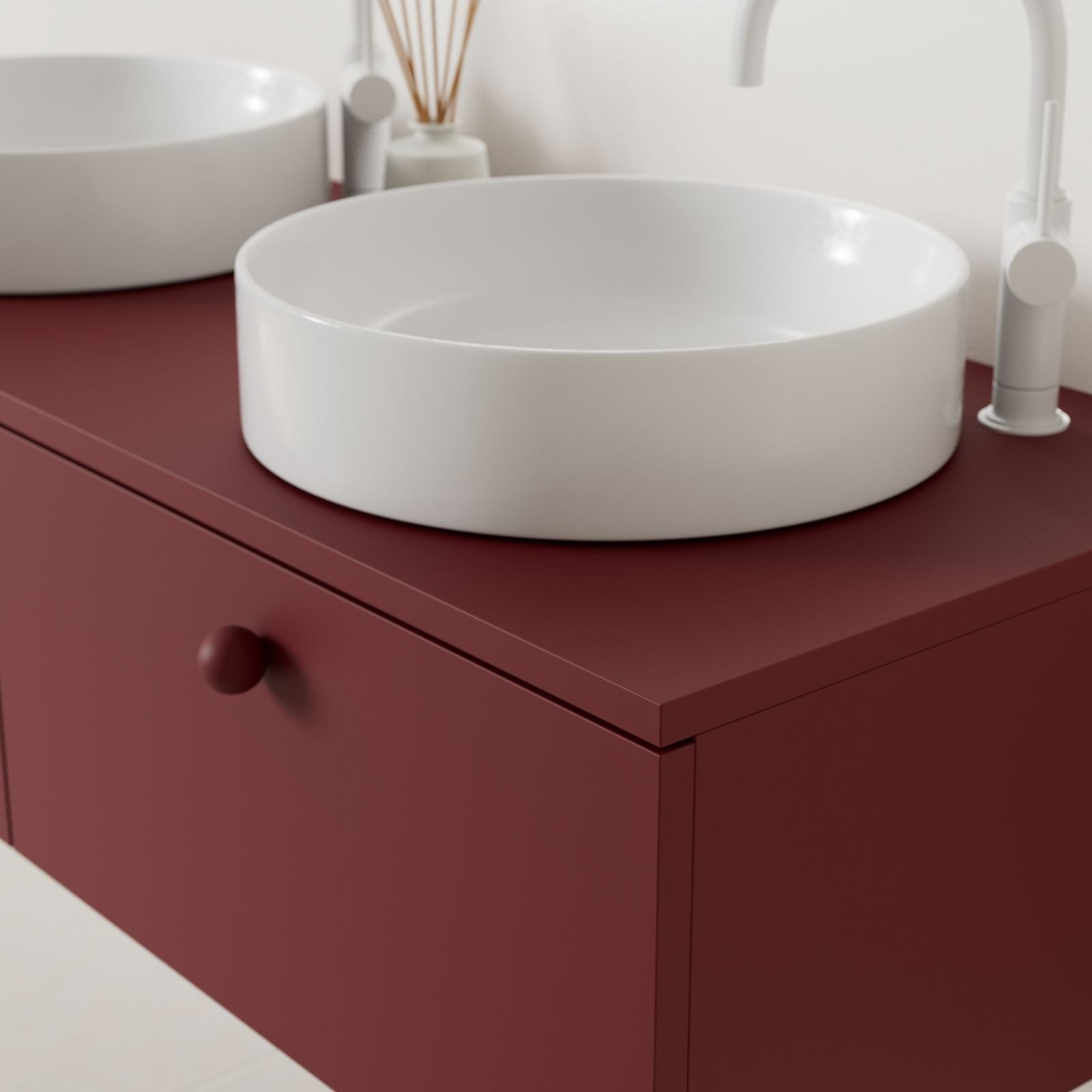 meuble salle de bain mino 120 cm rubis double vasque à poser vue angle