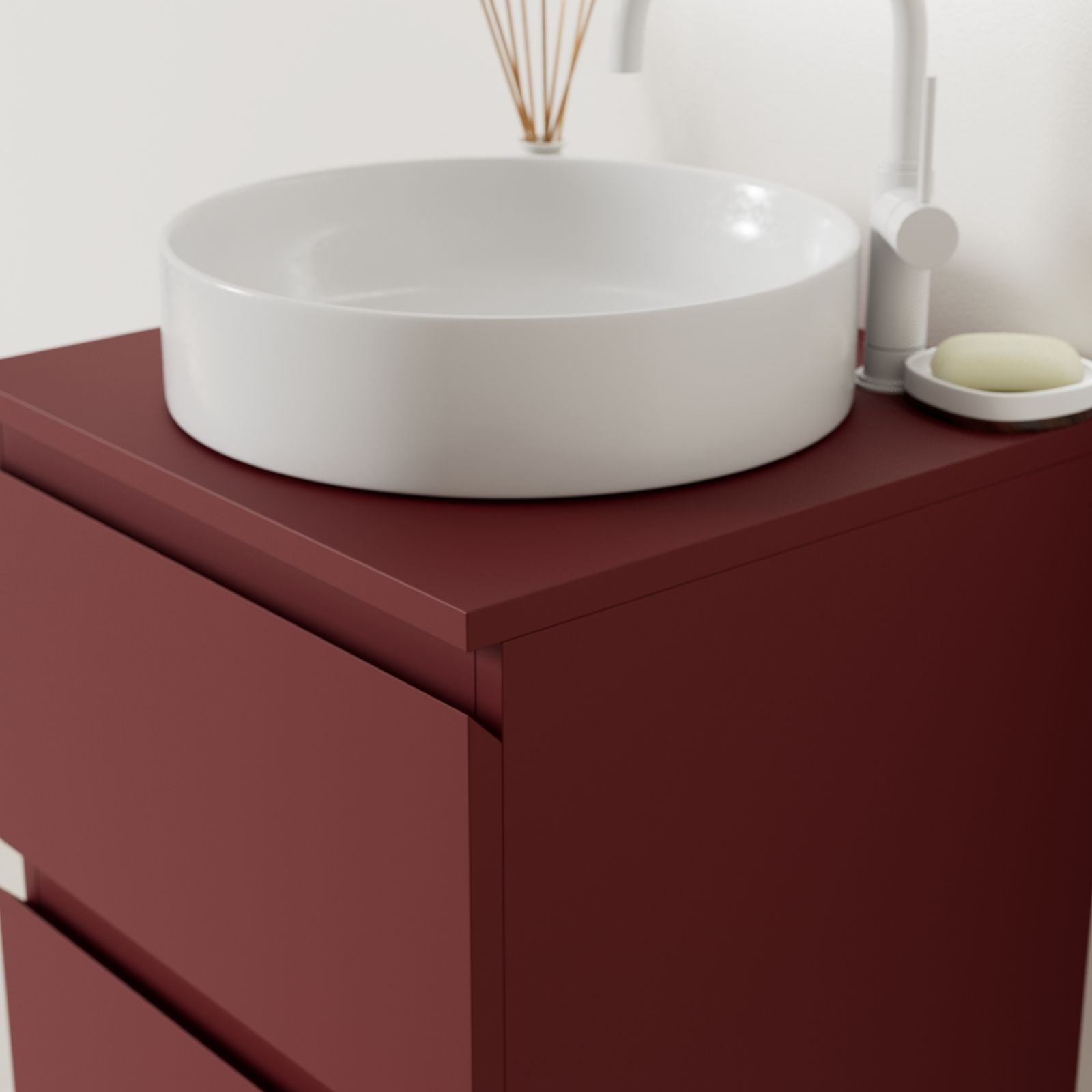 meuble salle de bain marco rubis 50 cm façade prise de main vue angle