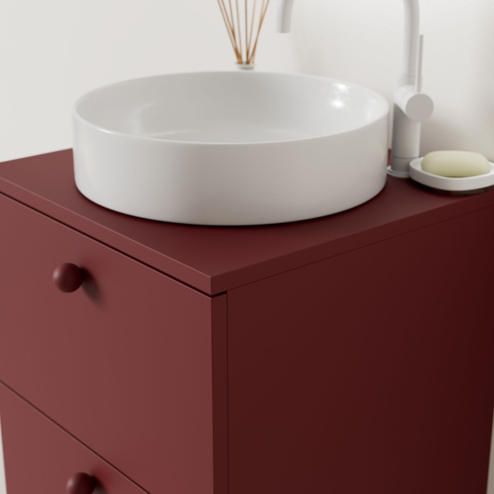 meuble salle de bain marco rubis 50 cm avec vasque posé vue angle