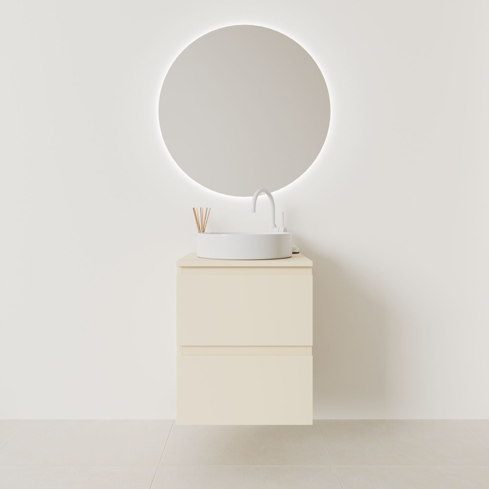 meuble salle de bain marco 50 cm sable façade prise de main vue face