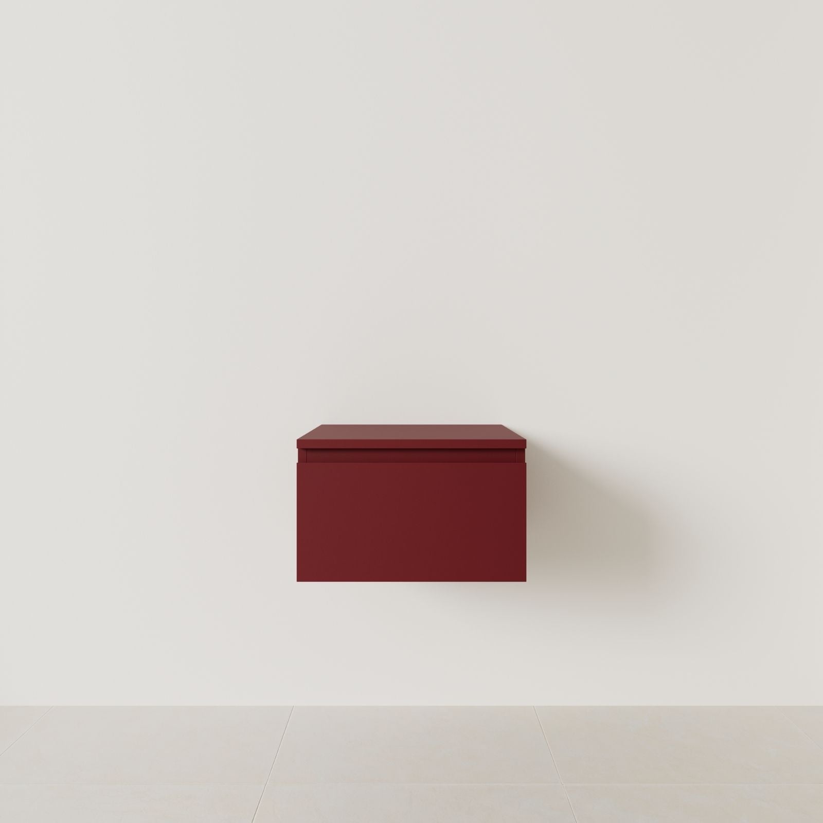 meuble salle de bain mino 50 cm rubis meuble seul suspendu poignées intégrées vue face.
